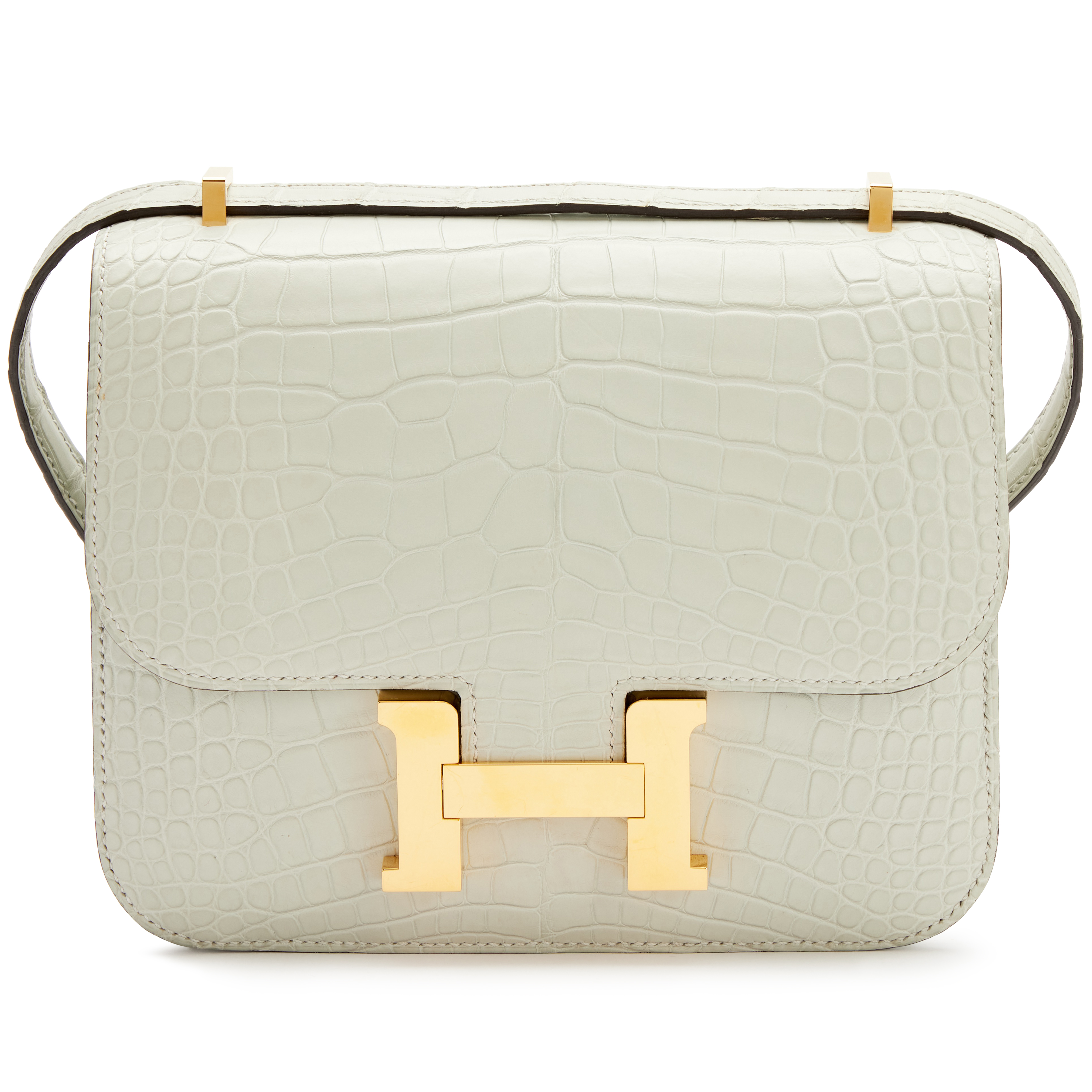 Hermès Gris Neve Matte Mississippiensis Alligator Mini Constance