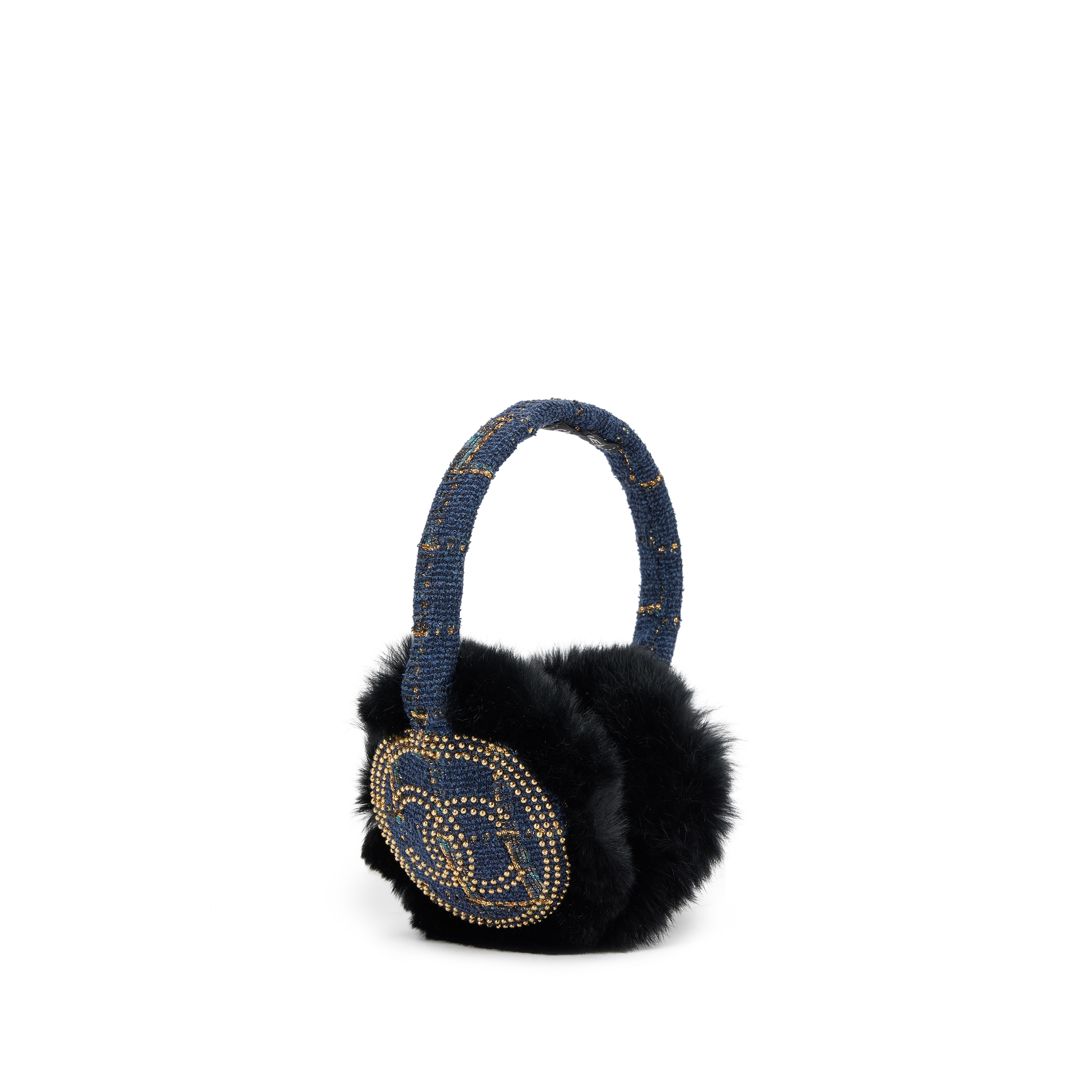 Chanel Multicolor Tweed Fur Trimmed CC Earmuffs Available For