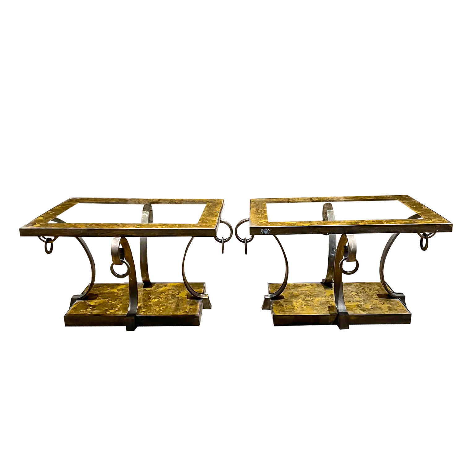 Arturo Pani Vintage Mexican Modern Glass And Bronze Side Tables