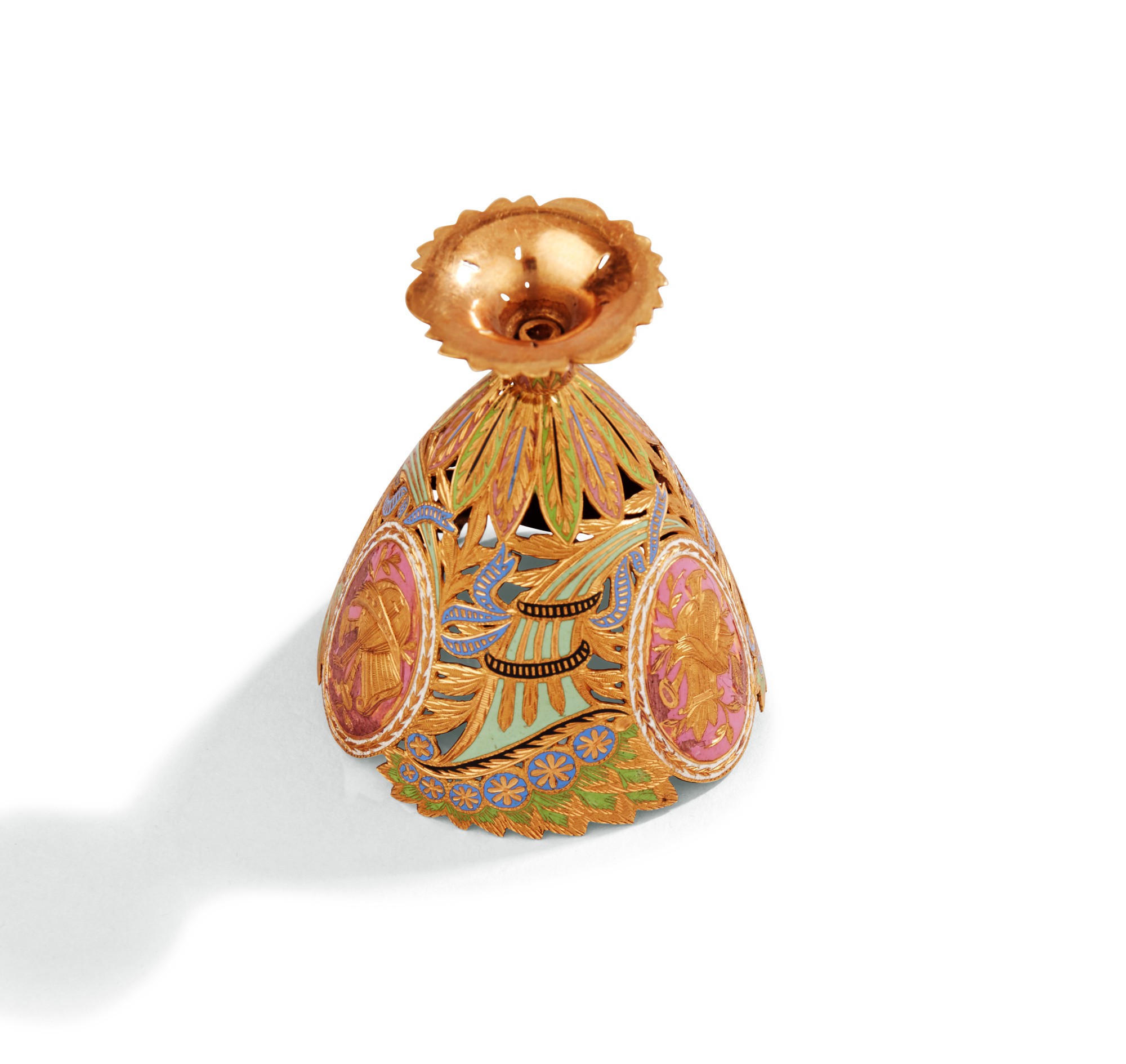 106 A GOLD ENAMELLED ZARF, PROBABLY GENEVA FOR THE OTTOMAN MARKET CIRCA