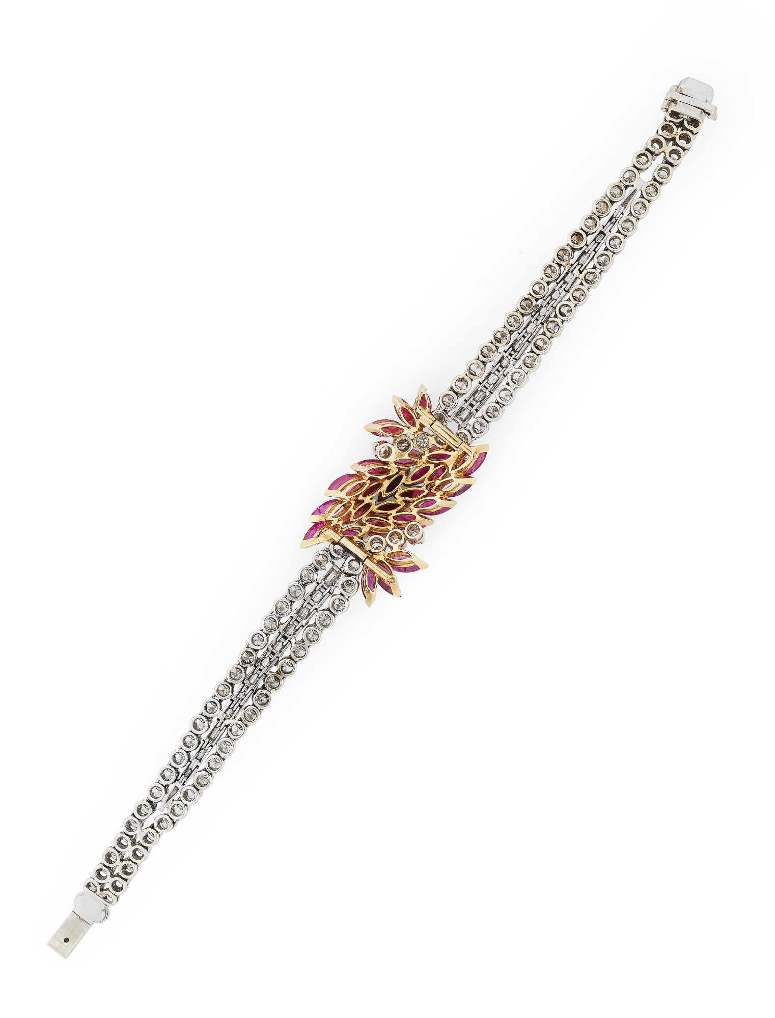 Bracelet Diamants & Rubis 18K Or Multicolore - 2,35 Cts (Princesse/Rond) - Jisha Neuf