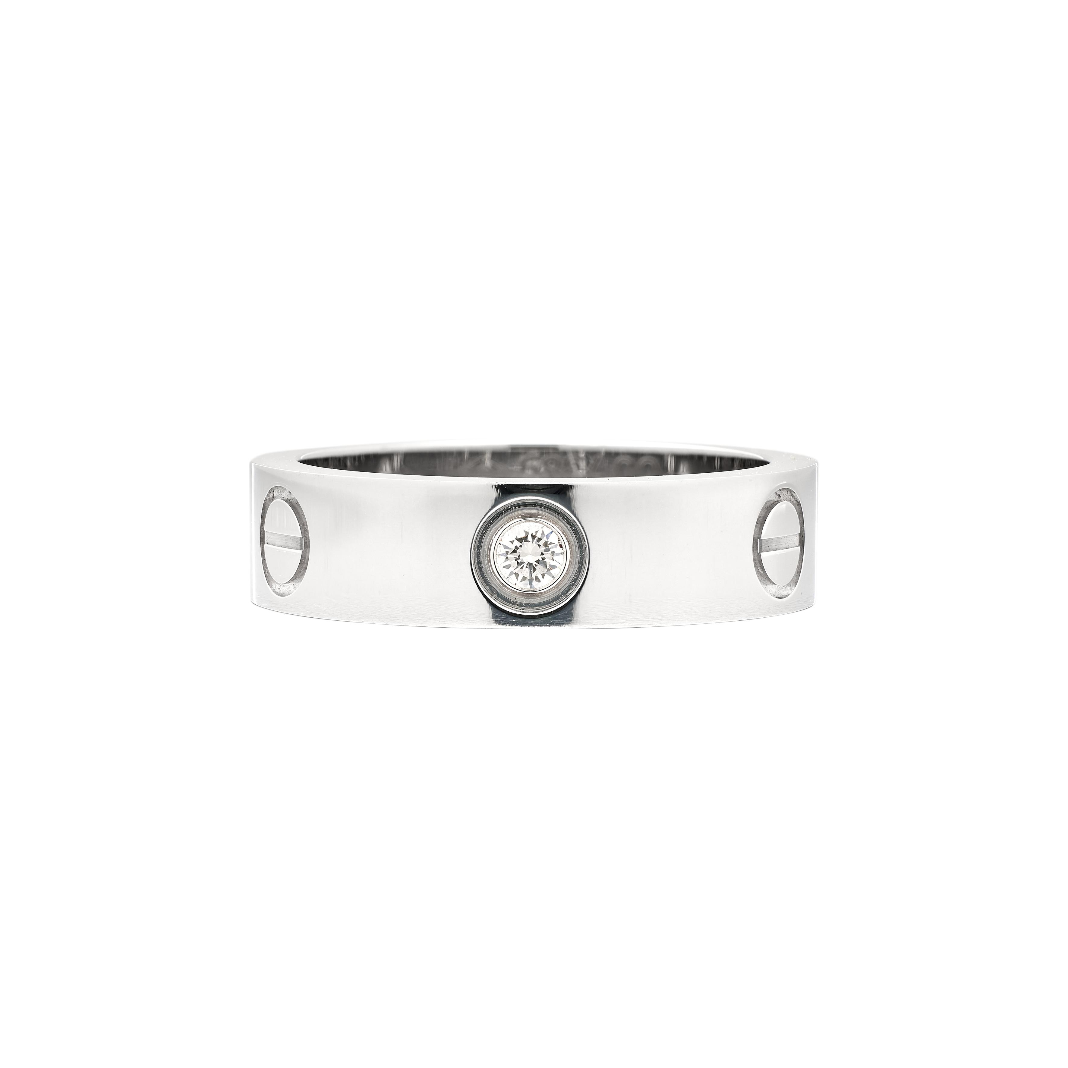 Cartier White Gold And 3 Diamond Classic Model Love Ring Available 