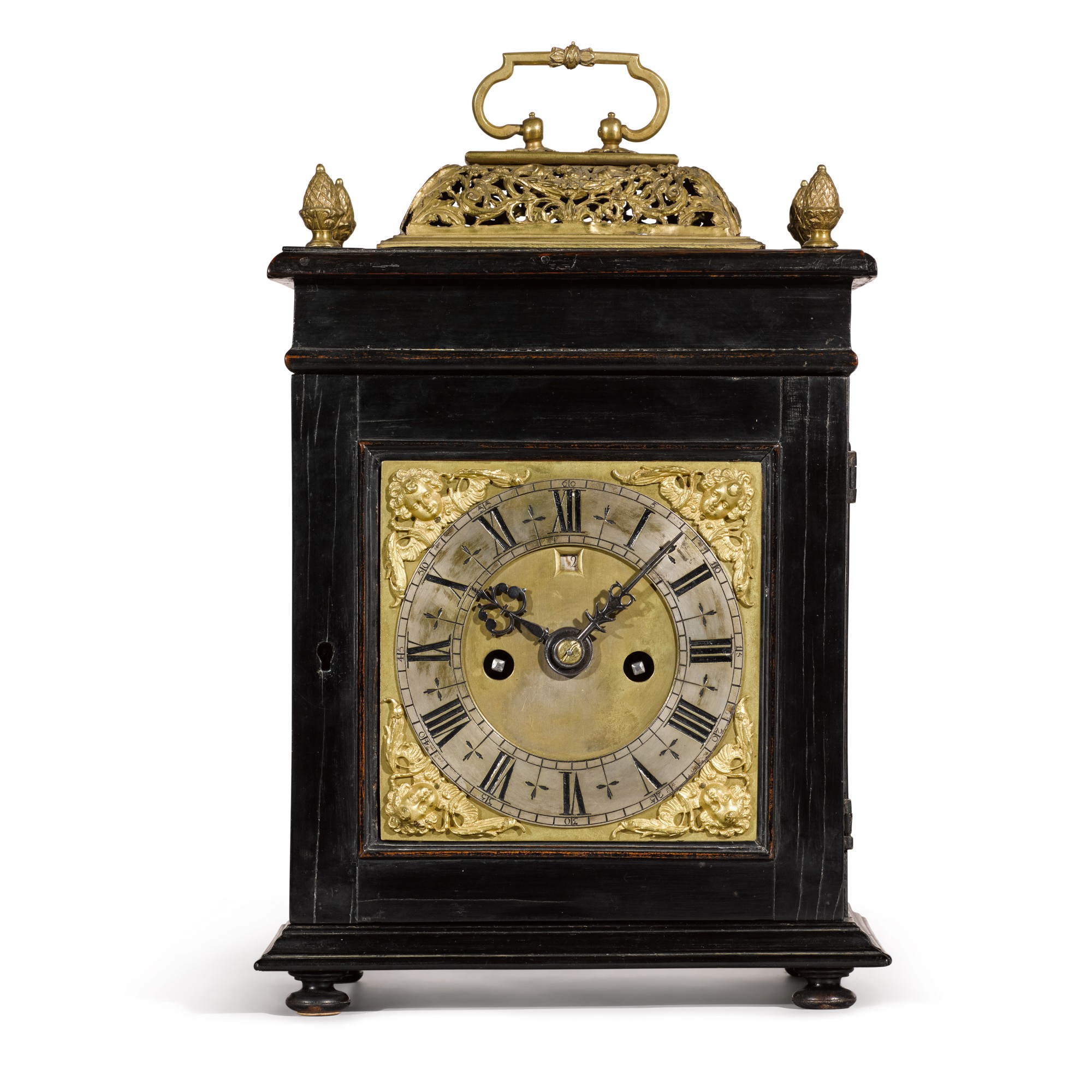 John Ebsworth. An ebonised basket top table clock, London, circa 1685