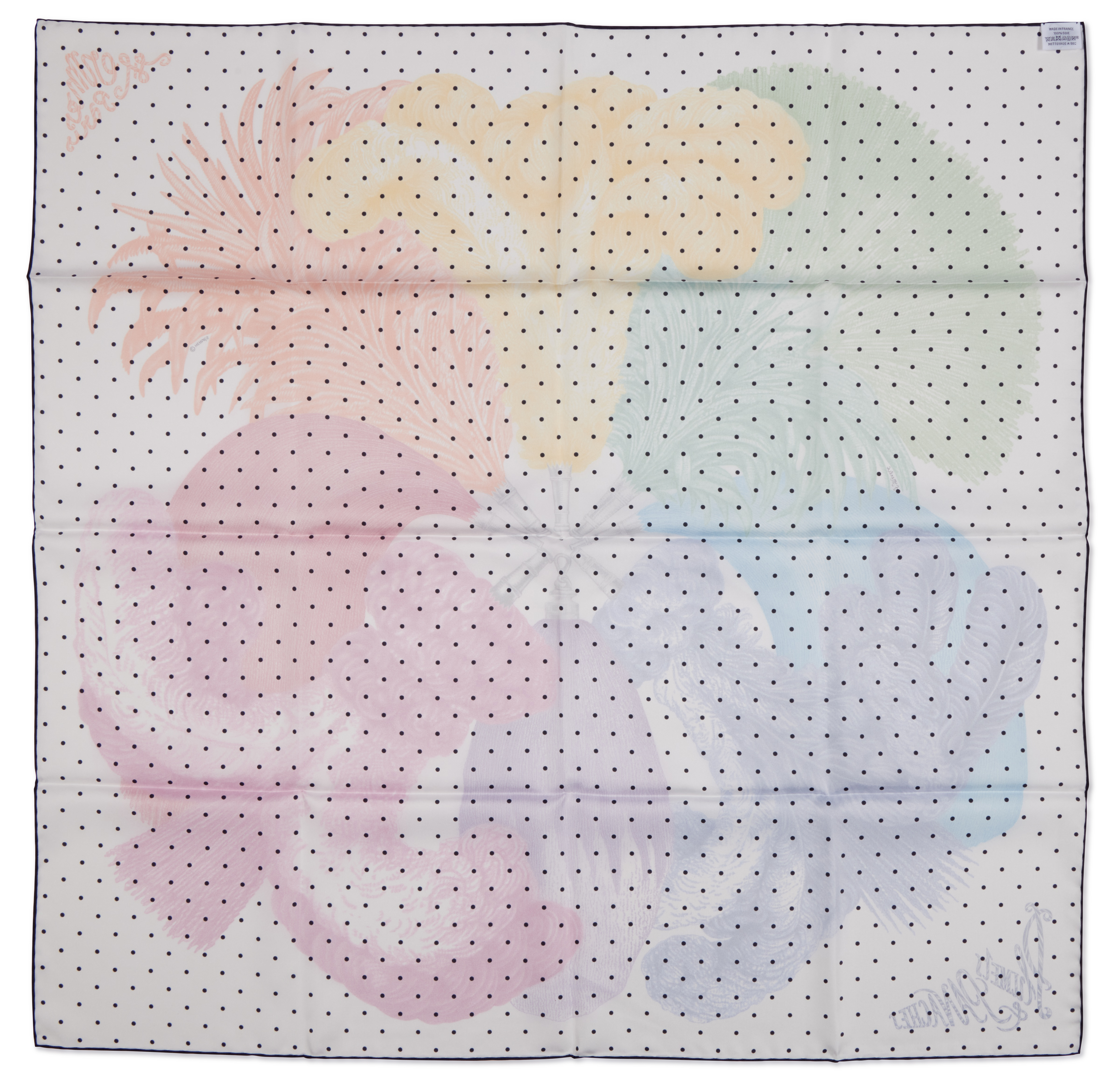 Hermès Multicolor Silk Rainbow Plumets Et Panaches Scarf 90