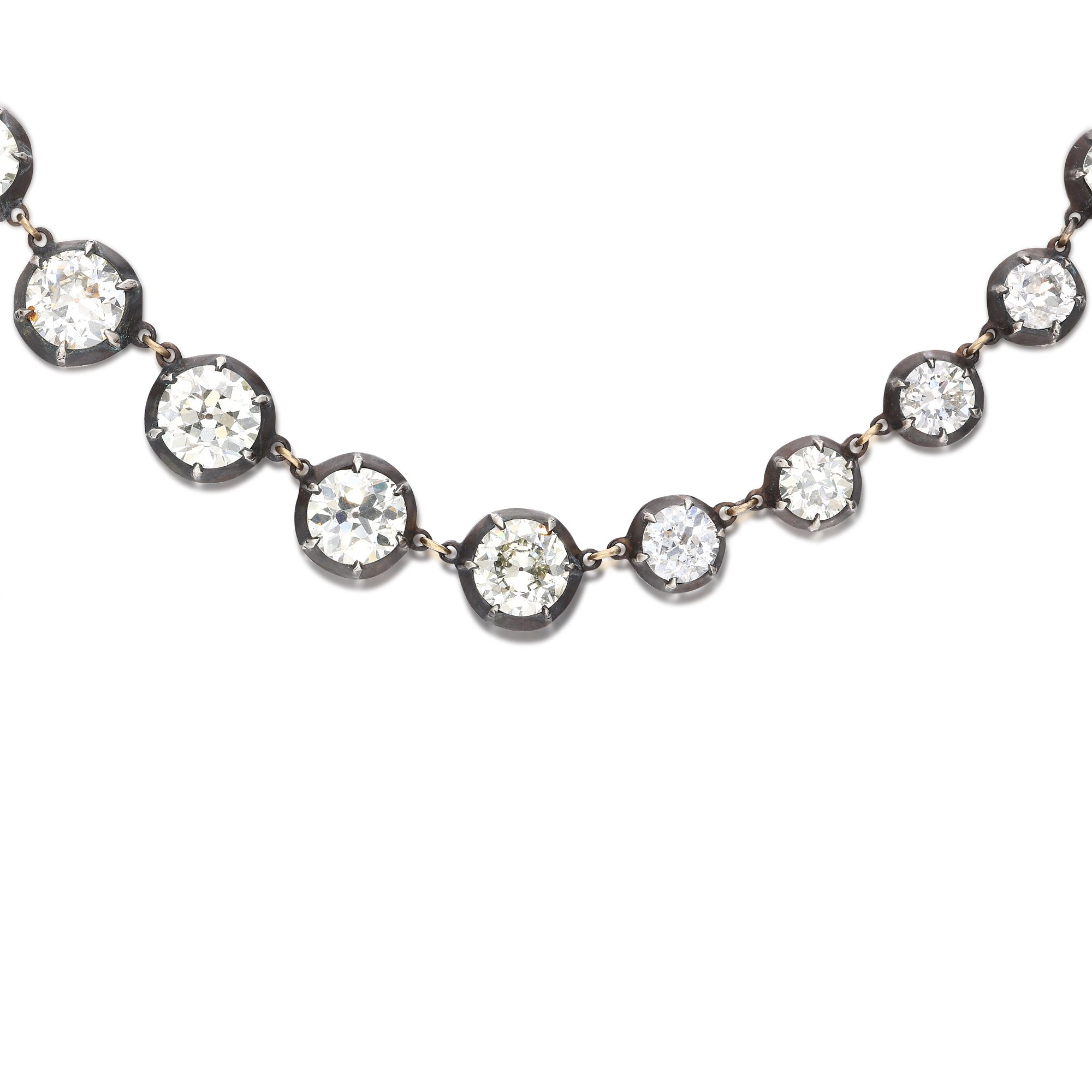 Antique Gold And 19.70ct Diamond Antique Rivière Necklace