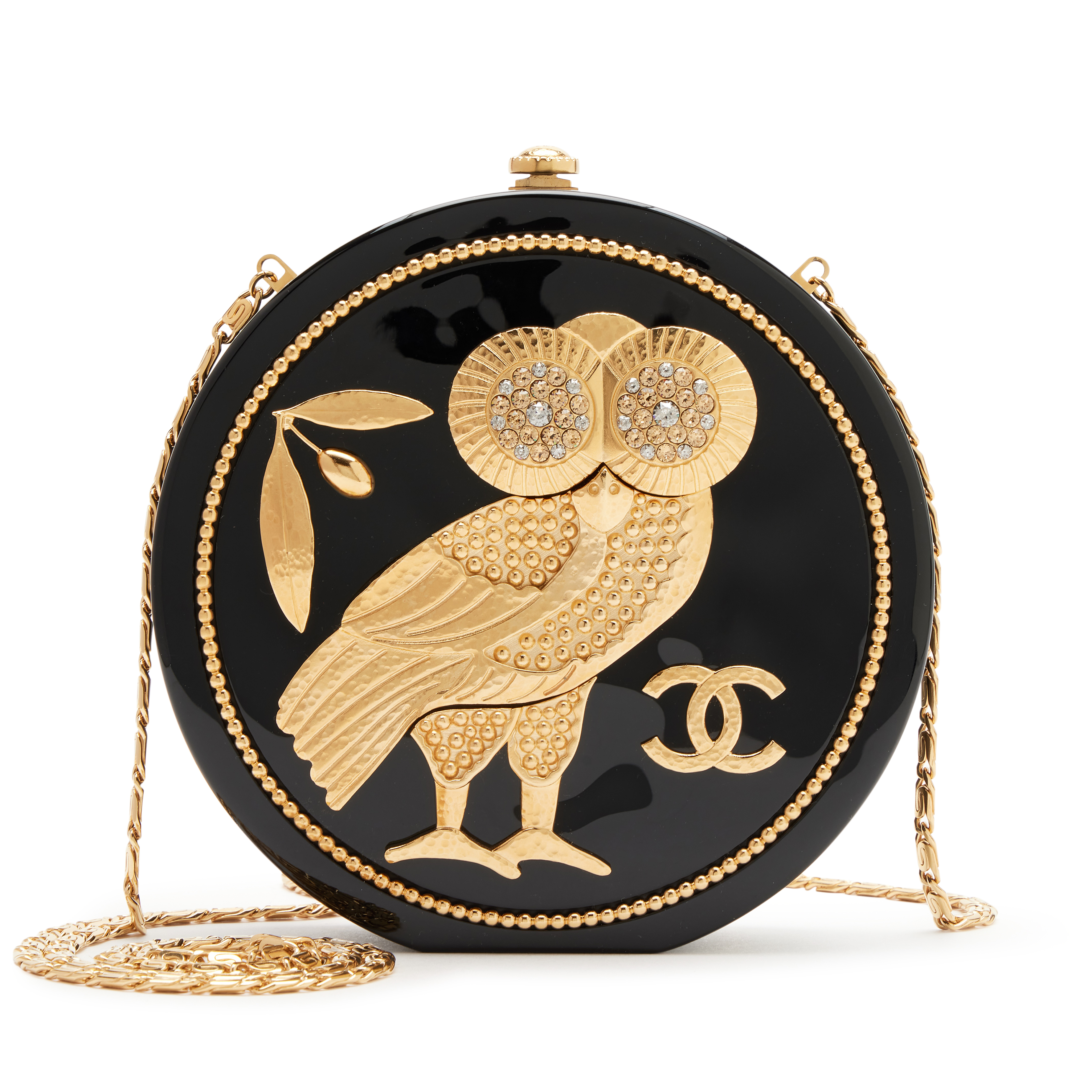 Chanel Limited Edition Runway Black And Gold Strass Plexiglass