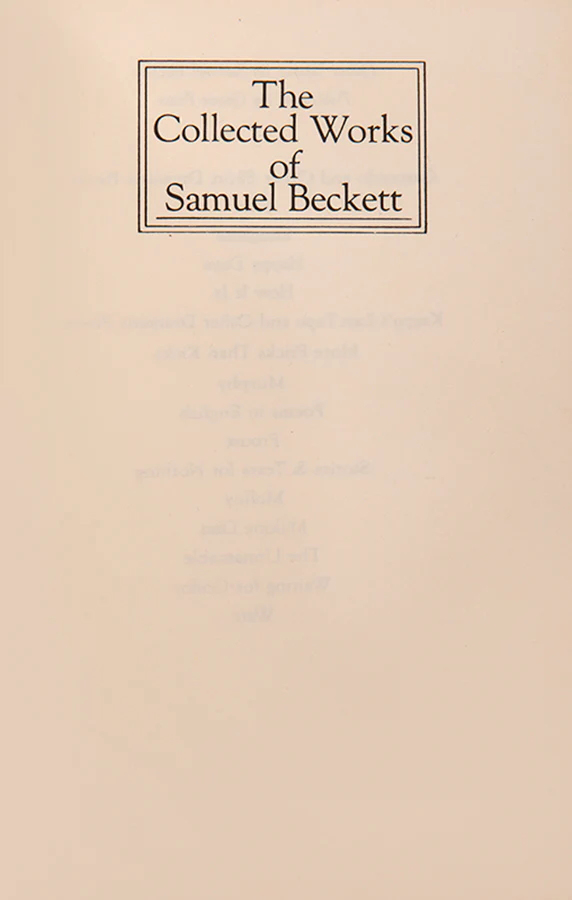Samuel Beckett Vintage The Collected Works First Edition Available