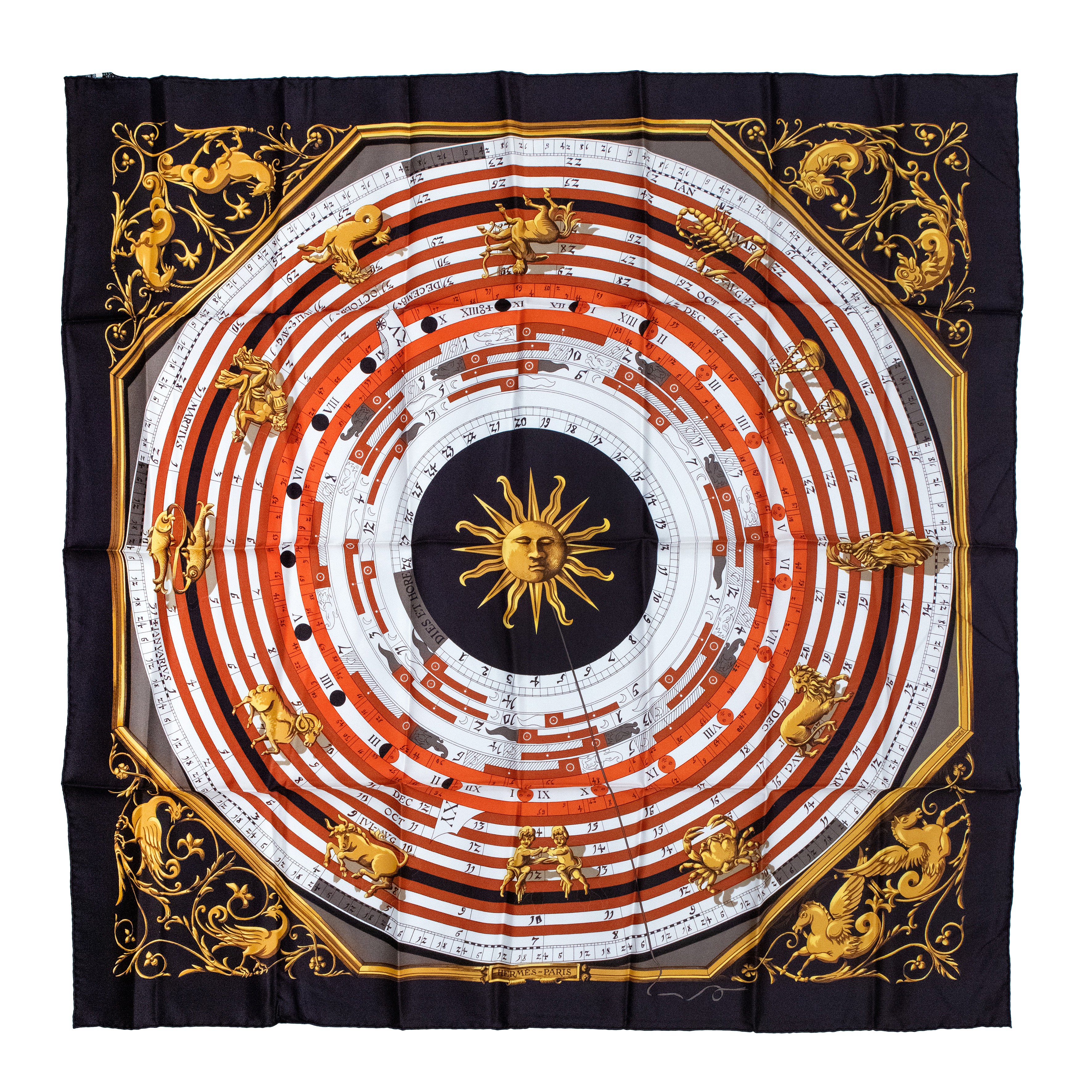 Hermès Vintage Multicolor Silk Astrologie Dies Et Hore By
