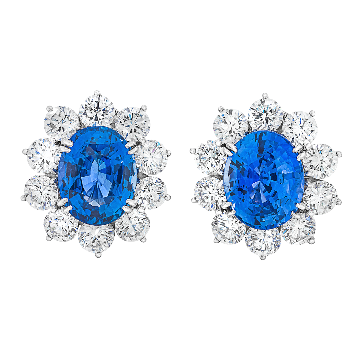 Pair Of Sapphire And Diamond Earrings Available For Immediate Sale At