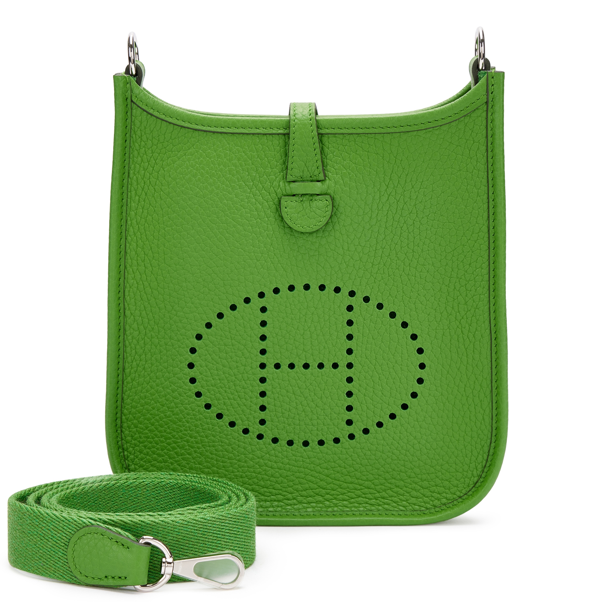Hermès Vert Yucca Clemence Mini Evelyne II TPM 16 Palladium