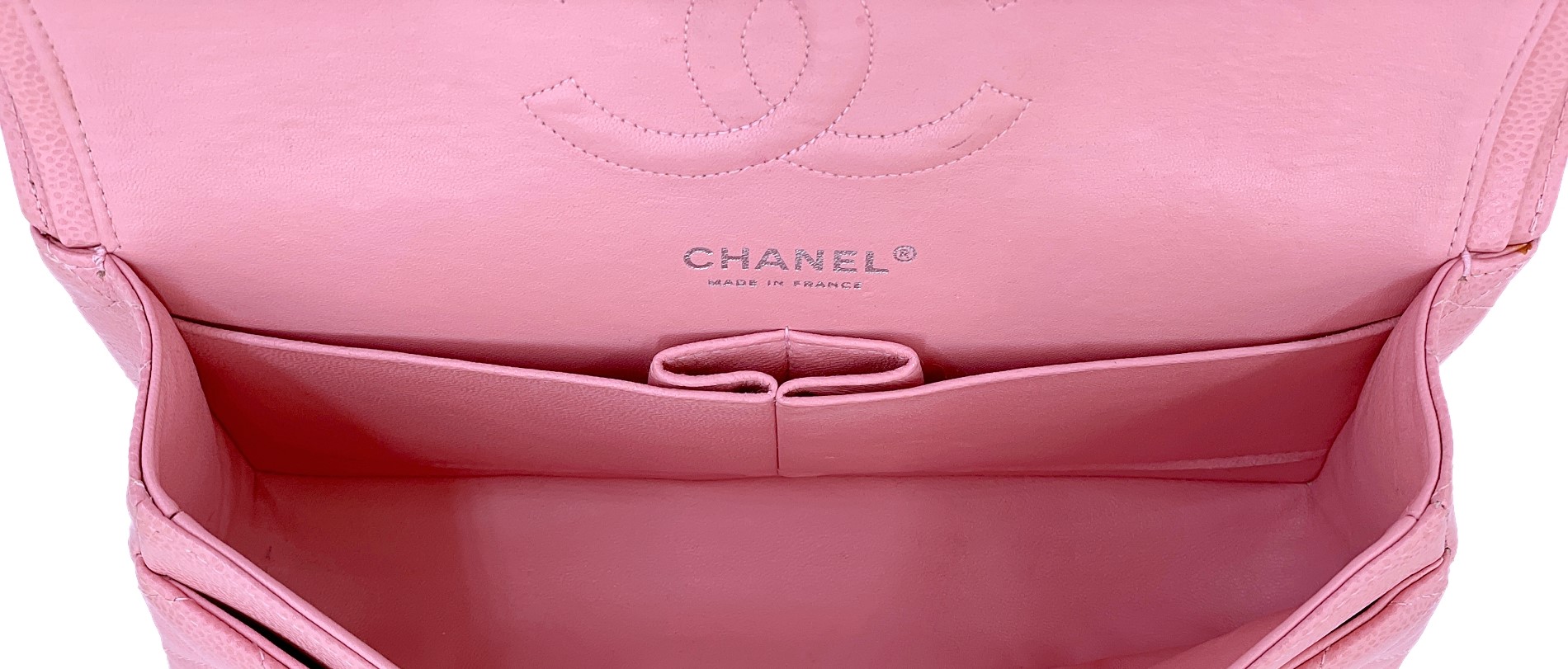 Chanel Vintage Sakura Pink Quilted Caviar Medium Classic Double