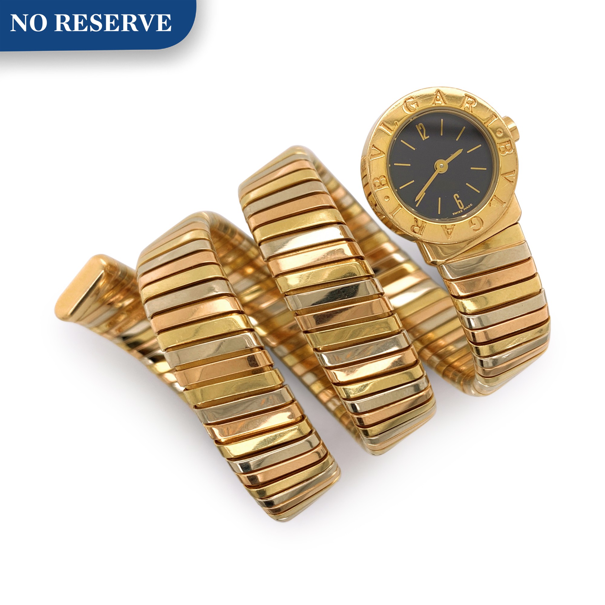 Bvlgari Steel 18k Gold and Diamond Tubogas Cuff Bracelet  Bvlgari  Tubogas Diamond Cuff Bracelet in Steel and 18k Gold  Rafael Osona  Auctions Nantucket MA