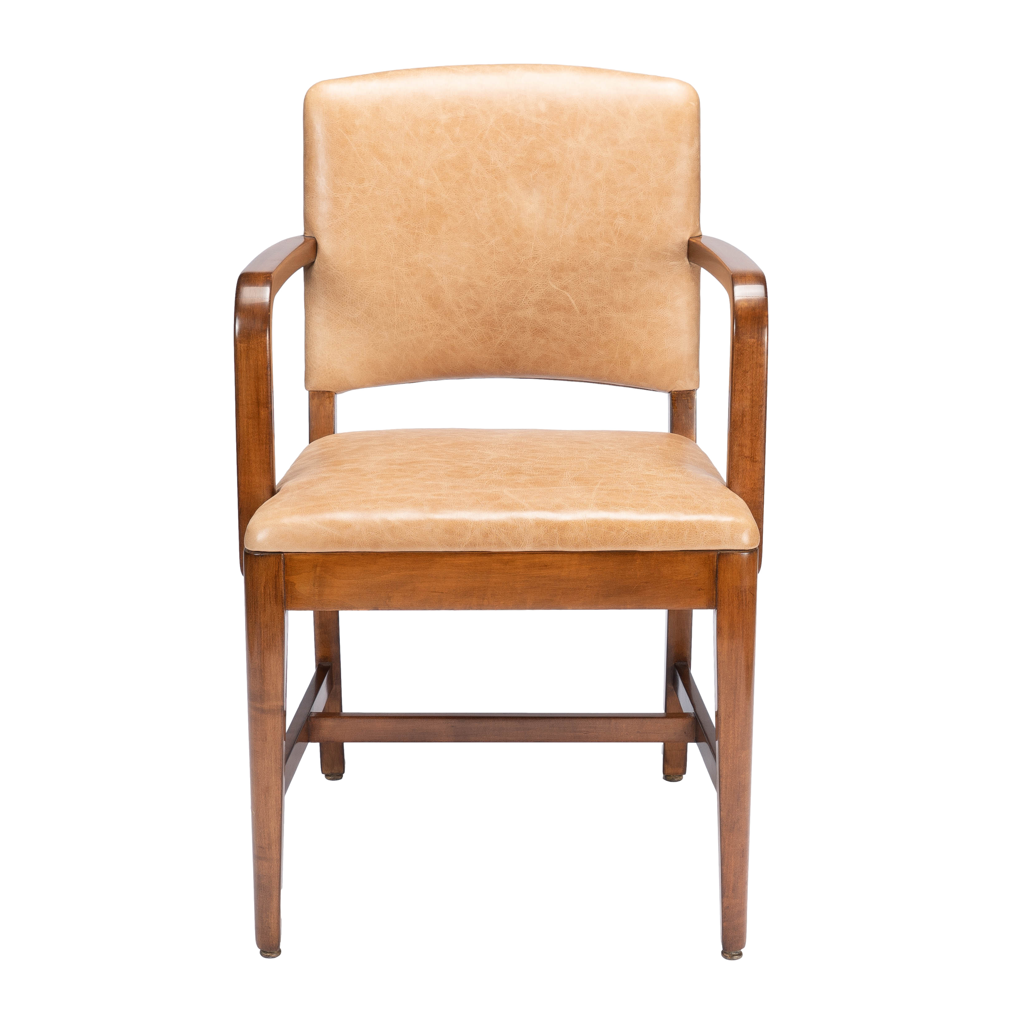 Vintage American MidCentury Modern Maple And Leather Armchair