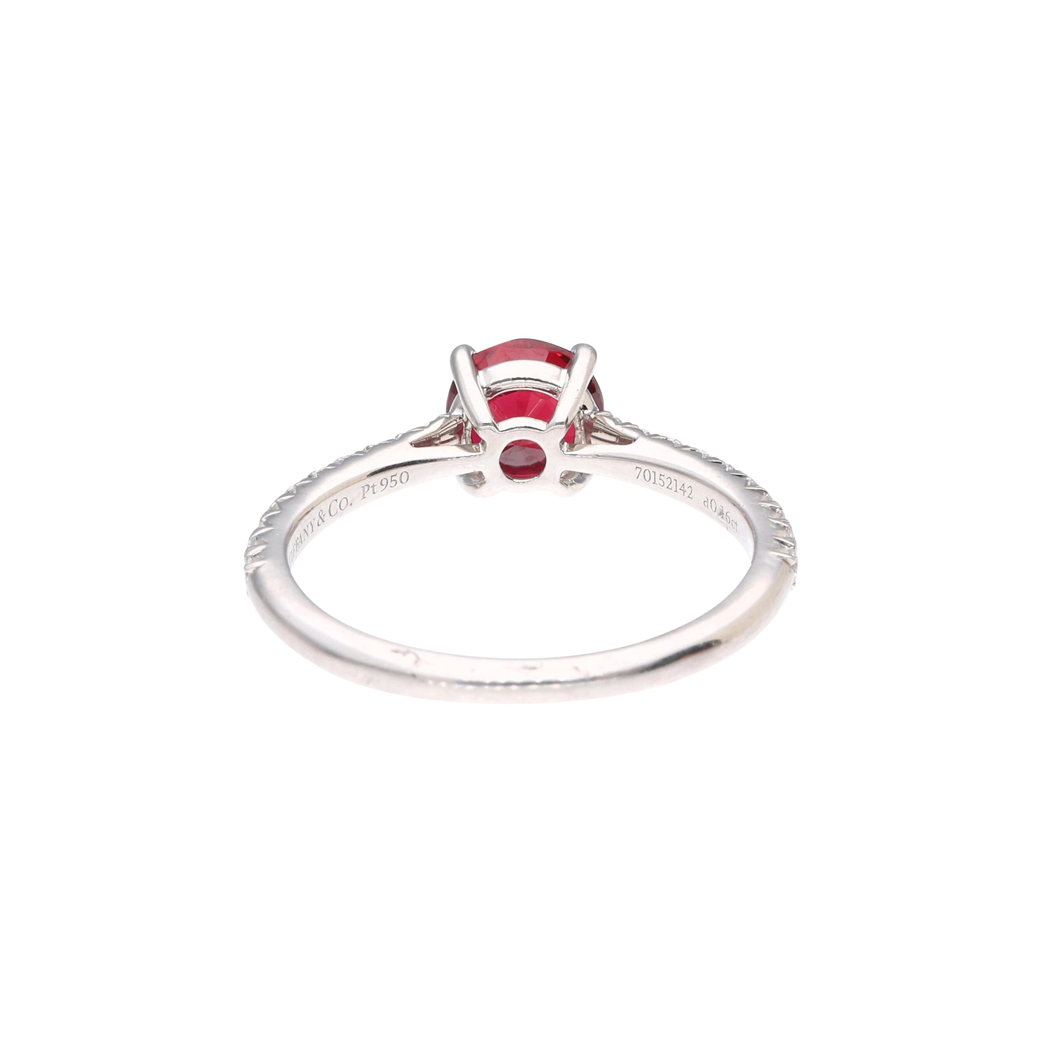 Tiffany Platinum, Mozambique Ruby And Diamond Ring
