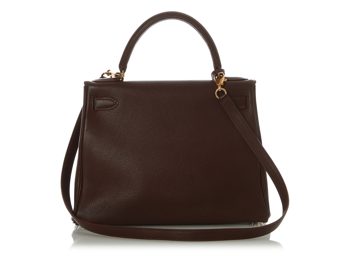 Hermès Vintage Vintage Noisette Togo Retourne Kelly 28 Gold