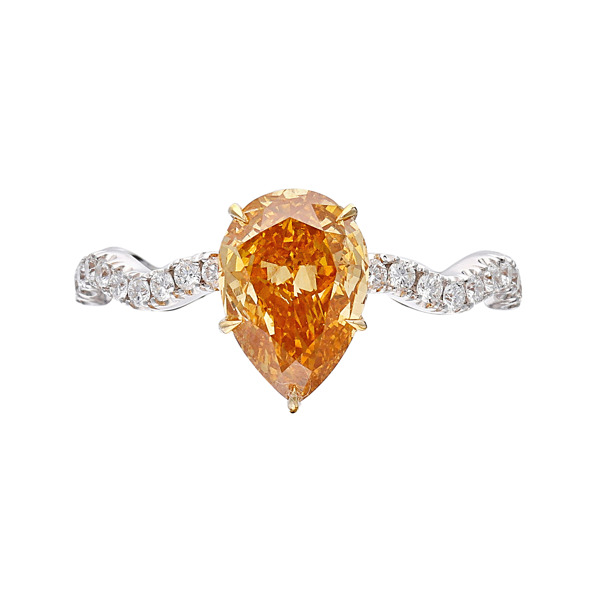 Gold, Fancy Intense OrangeYellow Diamond And Diamond Ring Available