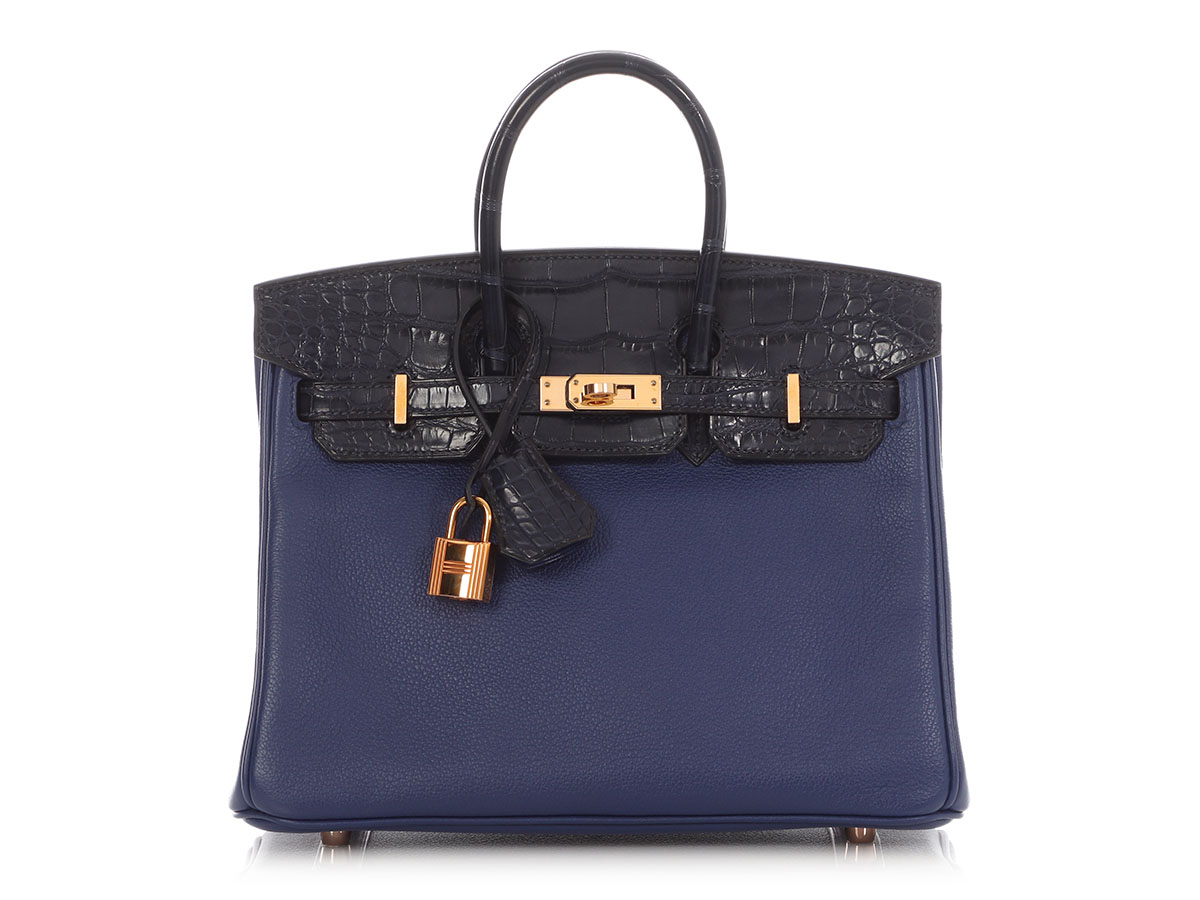 Hermès Bleu Saphir Novillo And Bleu Marine Matte Alligator Touch