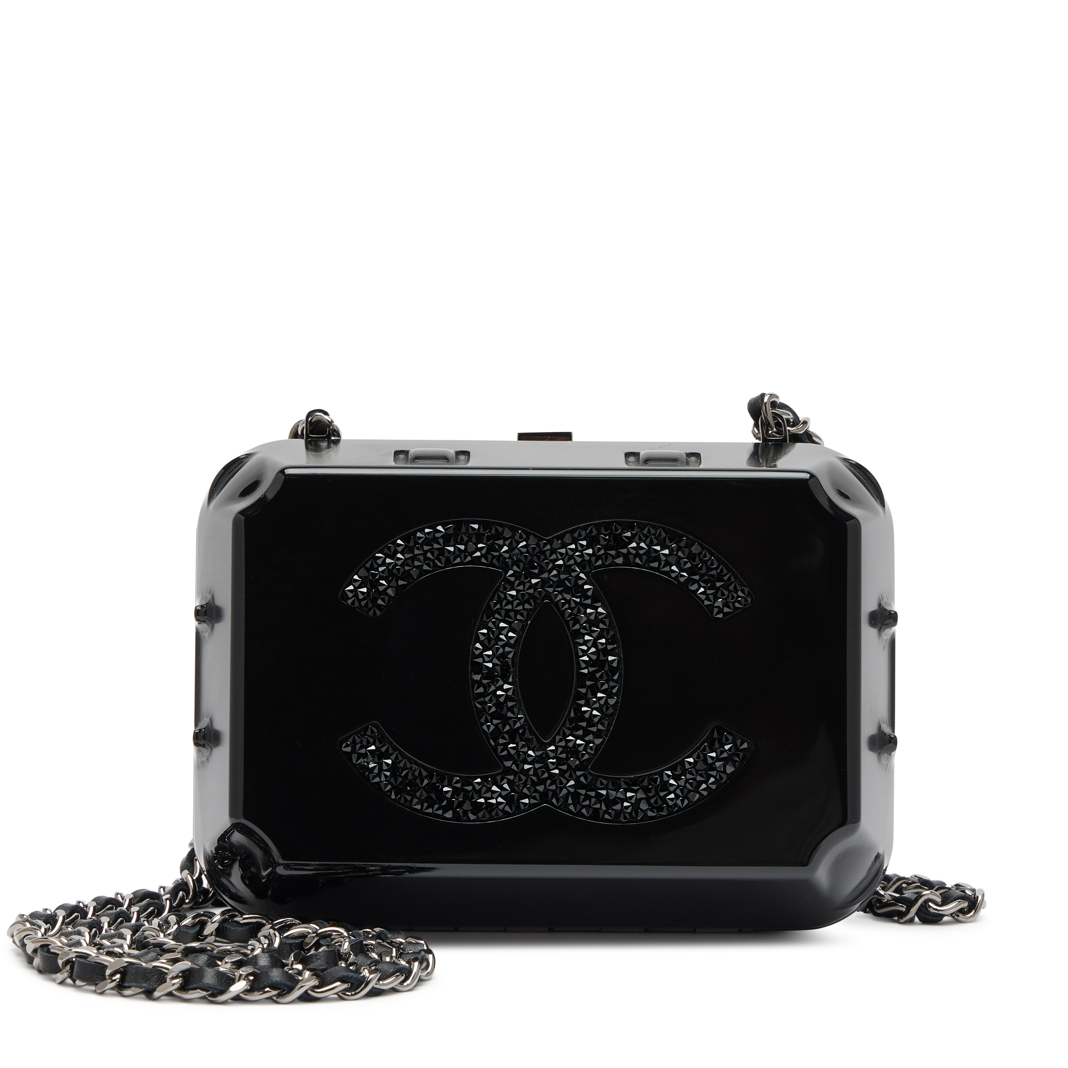 Chanel Black Plexiglass Supermarket Egg Carton Minaudière Strass