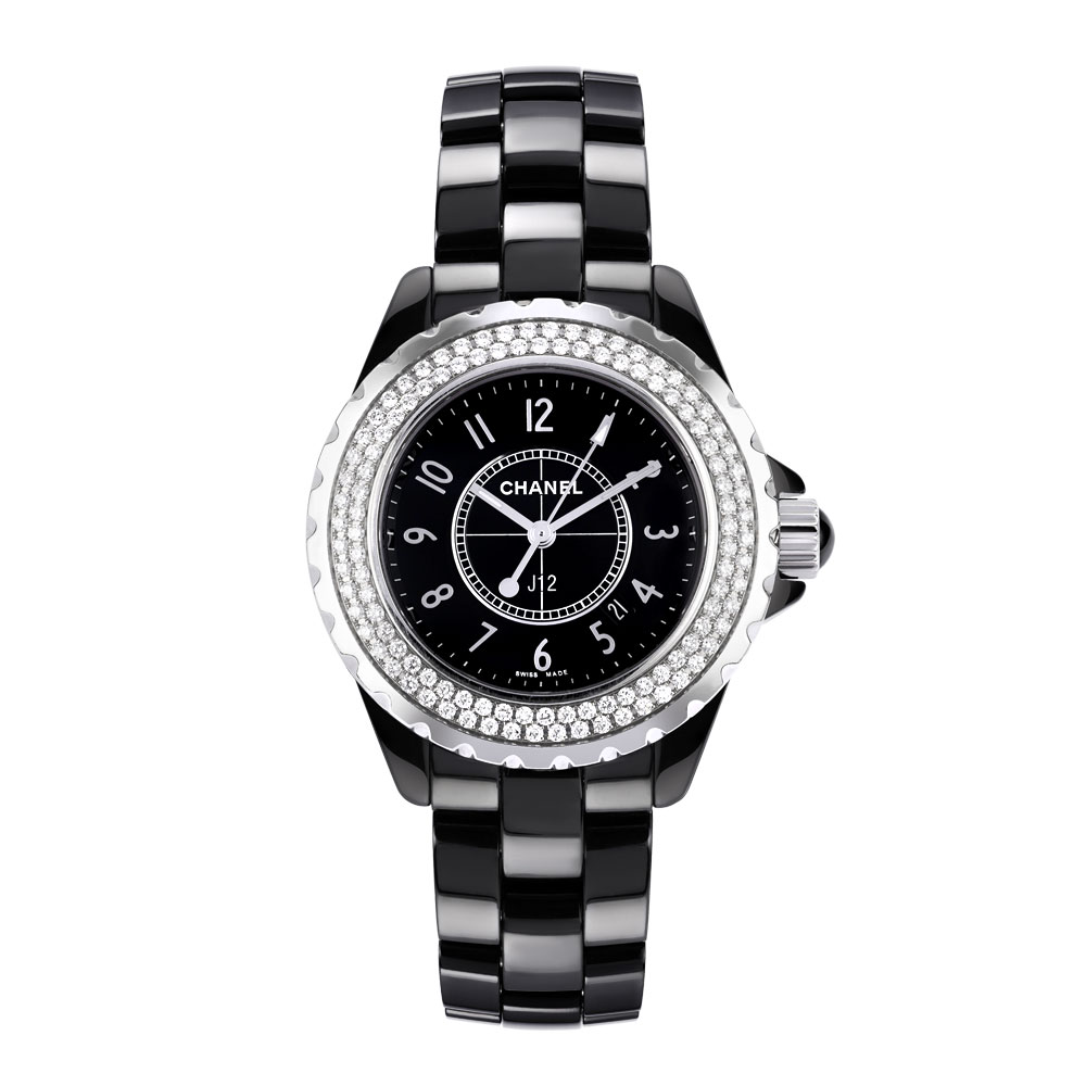 Chanel Chanel J12 (Reference H0949). A 33mm Black Ceramic Diamond