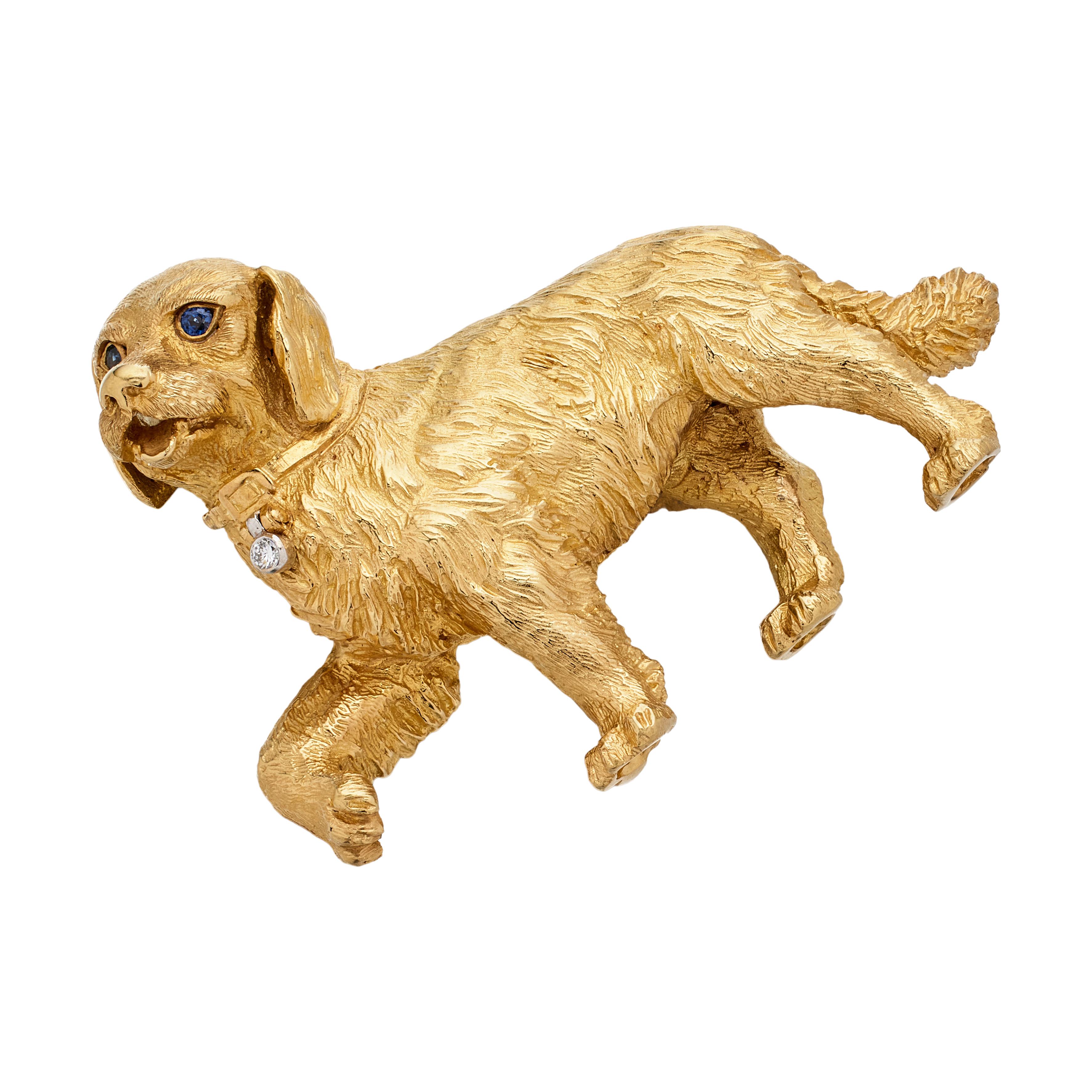 Tiffany & Co. Gold, Sapphire And Diamond Dog Brooch Available For