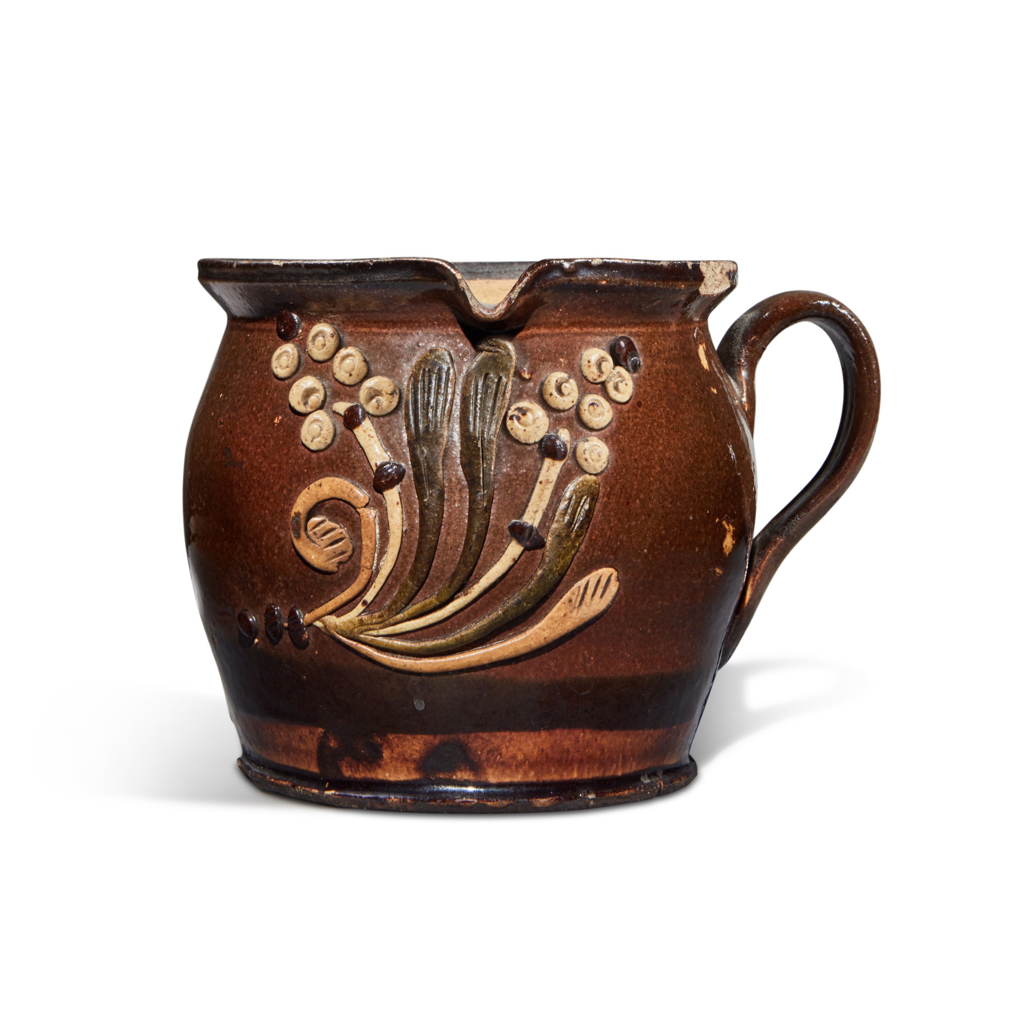 Moravian Applied and Slip Decorated Pitcher, Probably North Carolina, Circa 1800 Americana