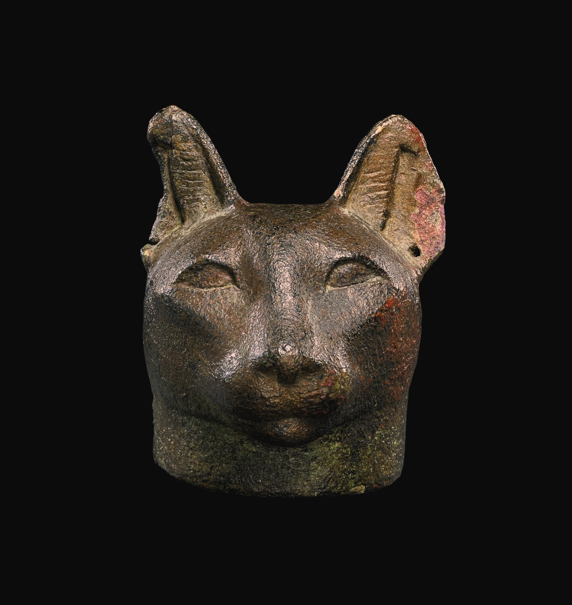 AN EGYPTIAN BRONZE HEAD OF A CAT, 26TH/30TH DYNASTY, 664342 B.C