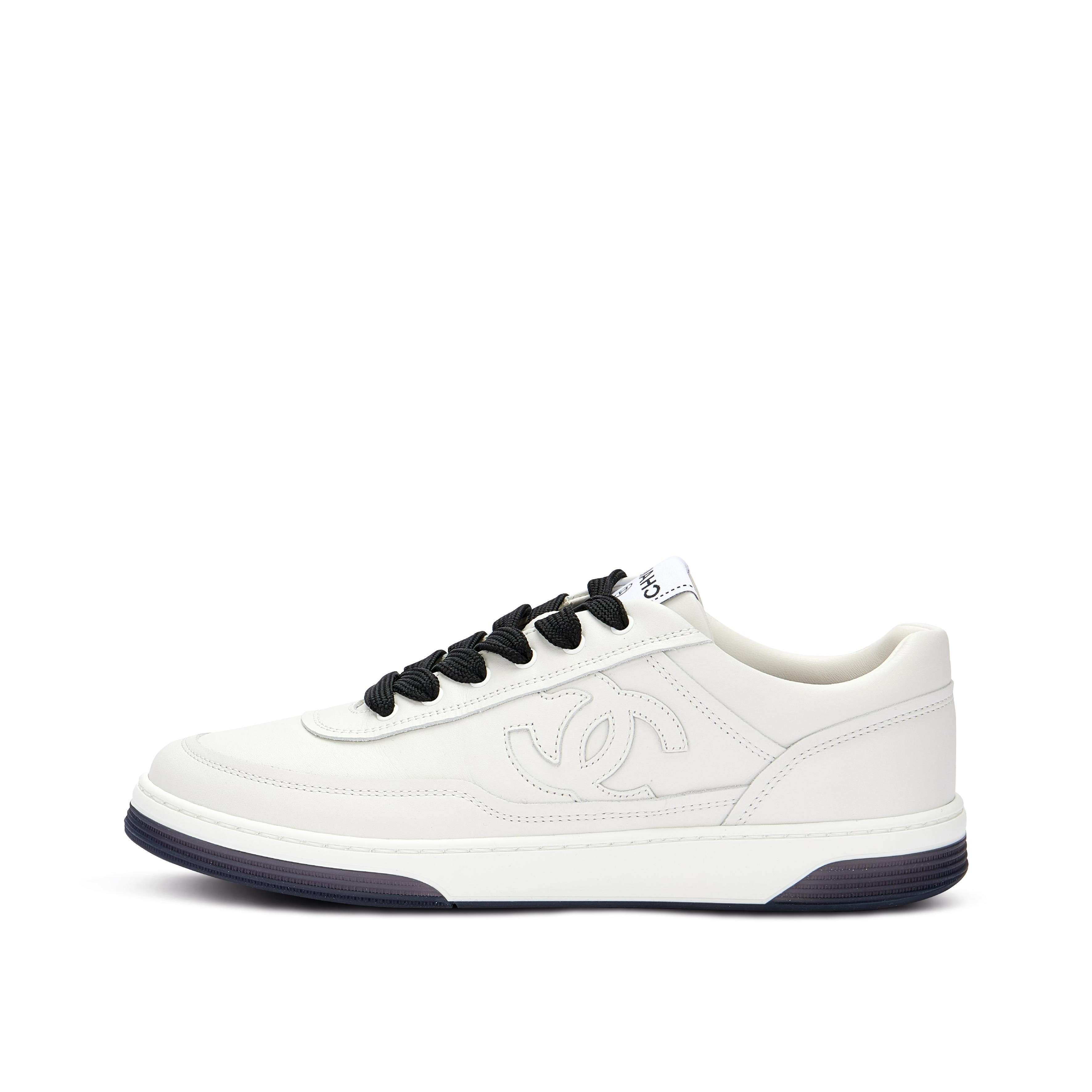 Chanel White Calfskin Sneakers | Size 7.5 Available For Immediate