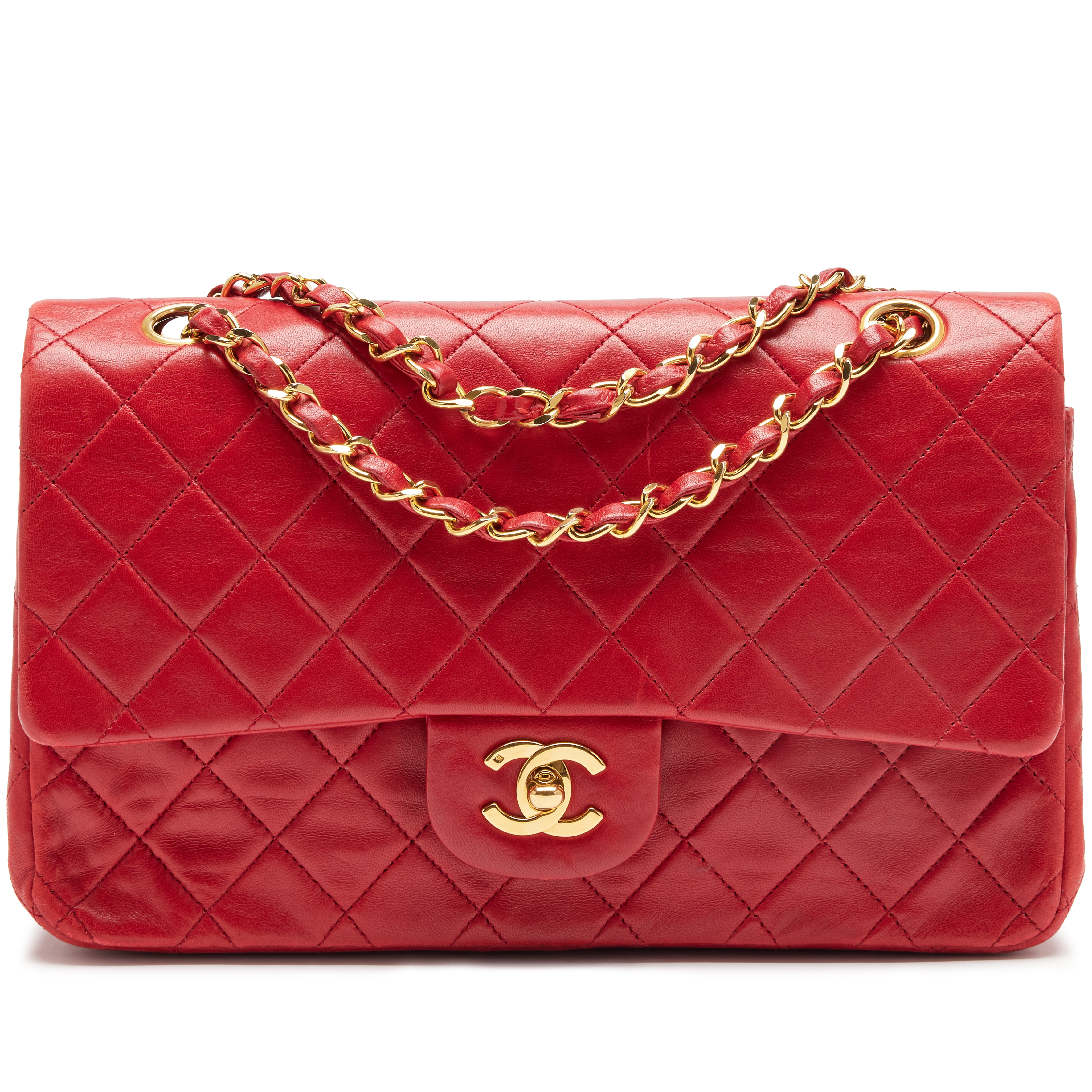 CHANEL Red Quilted Hair Accessory Rare Vintage Chanel Caviar Quilted Top Handle Slim Vanity With Chain Red  main image 4