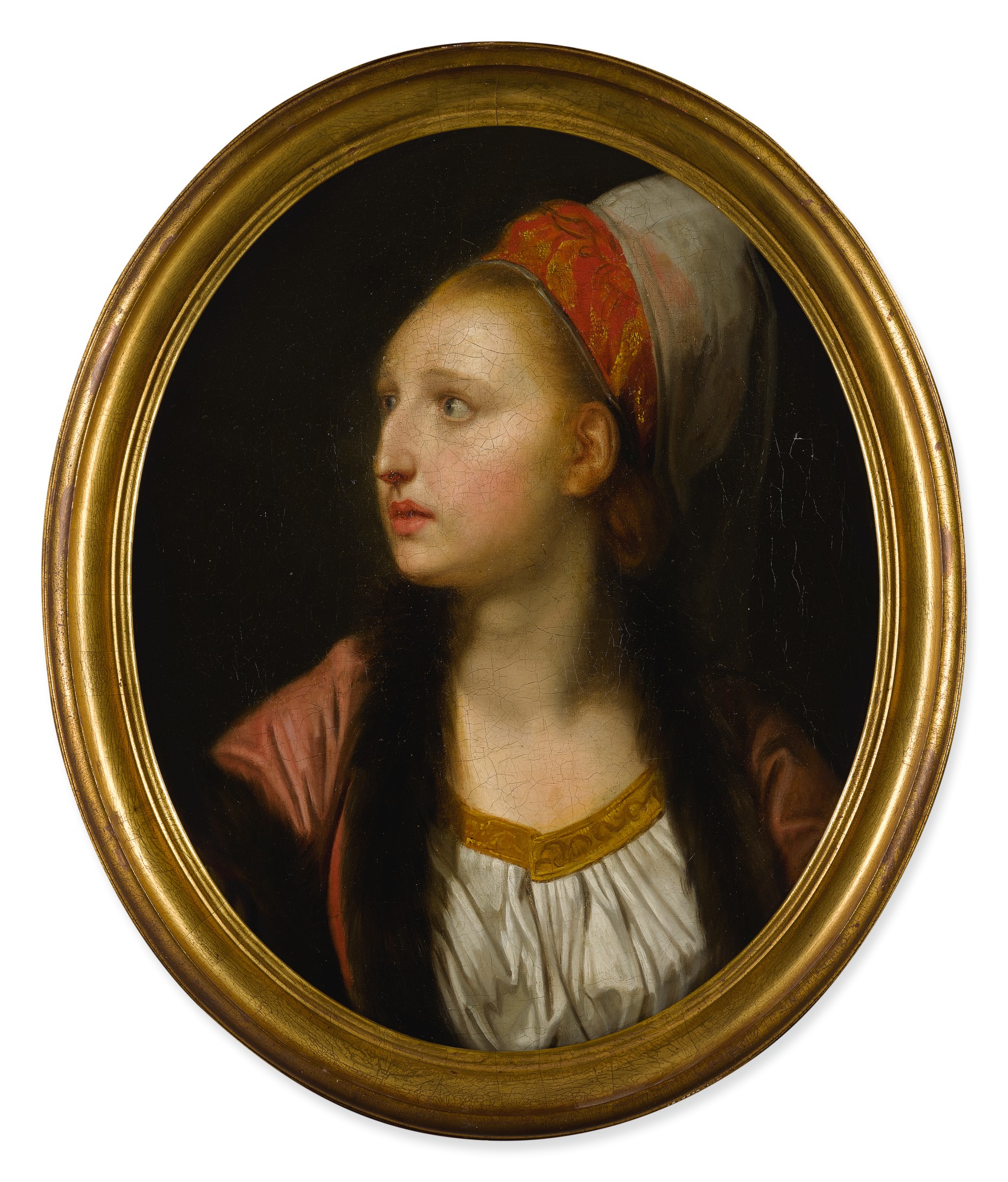 FOLLOWER OF JEAN-BAPTISTE GREUZE | PORTRAIT OF AN ACTRESS AS ROZANNE IN BAZAJET, PROBABLY FRANÇOISE-MARIE-ANTOINETTE-JOSEPH SAUEROTTE, CALLED MADEMOISELLE RAUCOURT (1756-1815), BUST LENGTH