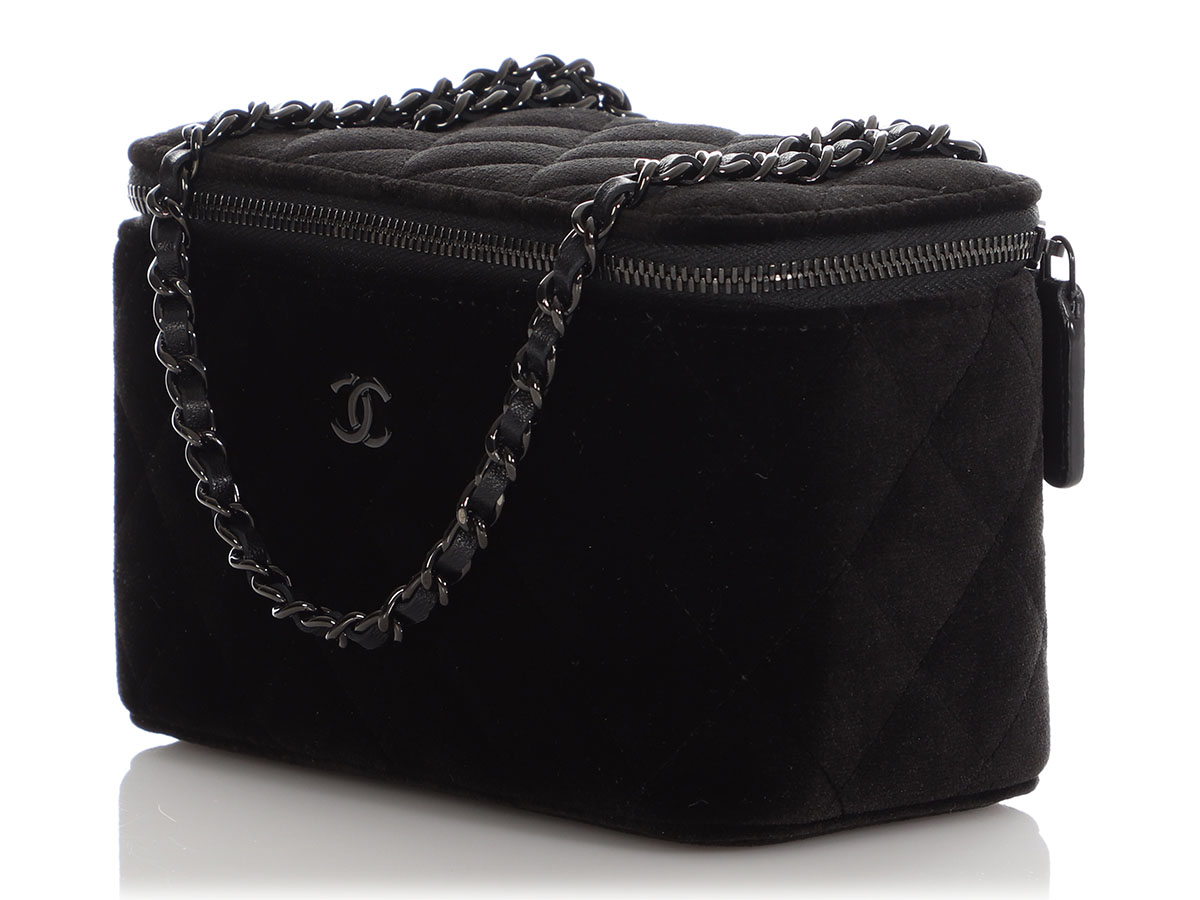 Chanel So Black Quilted Velvet Mini Vanity Case Black
