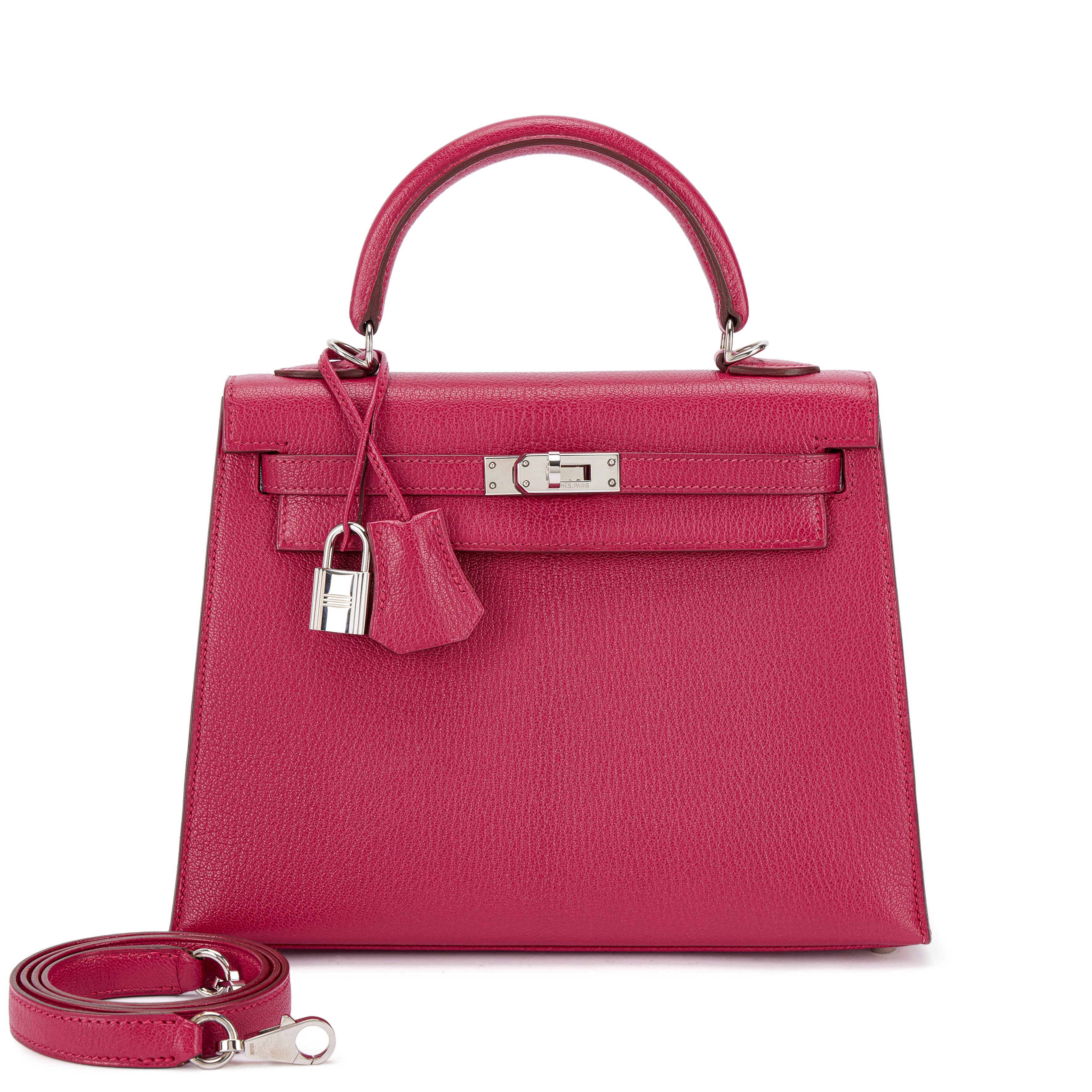 Hermès Fuchsia Chèvre Kelly 25 Sellier Palladium Hardware, 2002