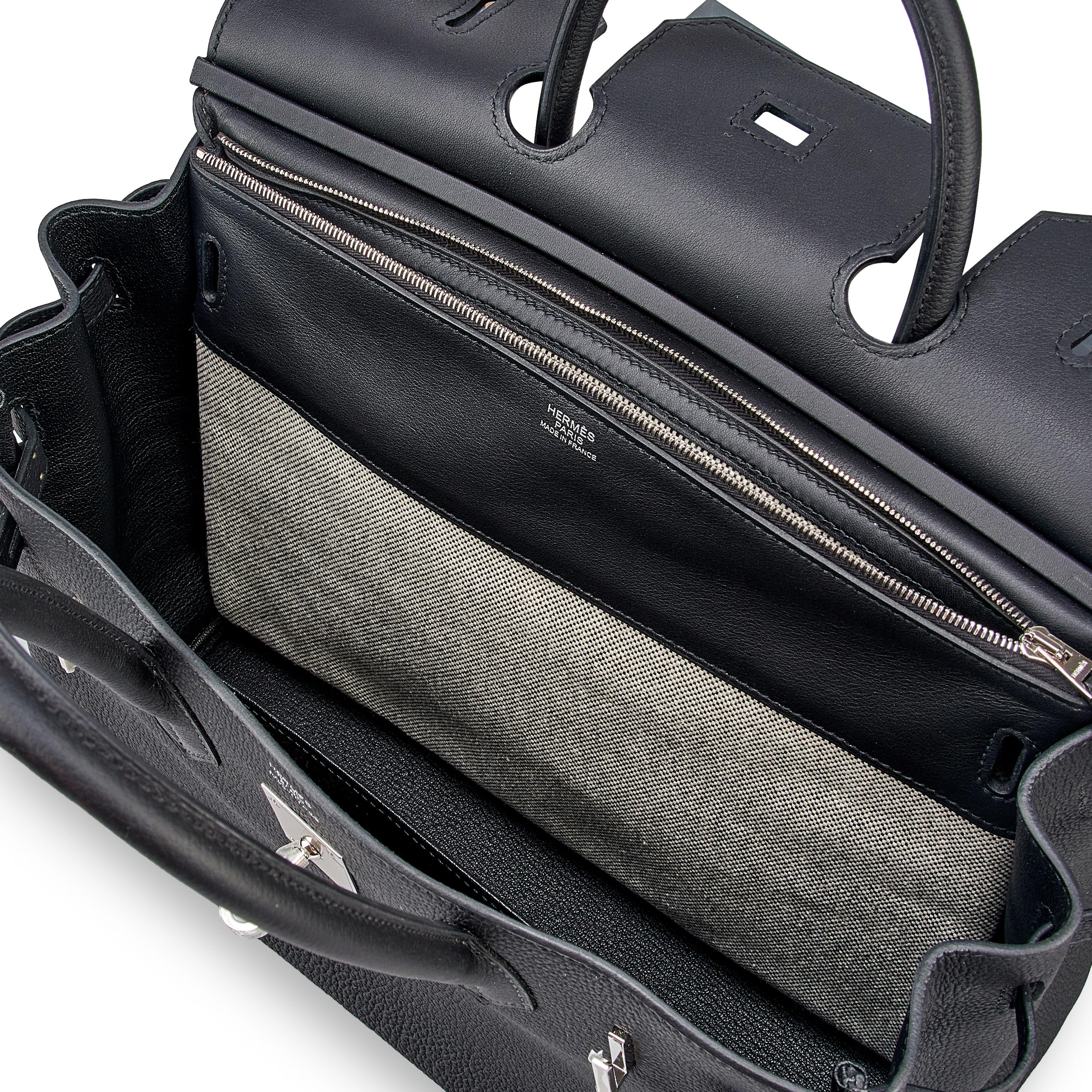 Hermès Limited Edition Black Togo, Swift And Toile 3 In 1