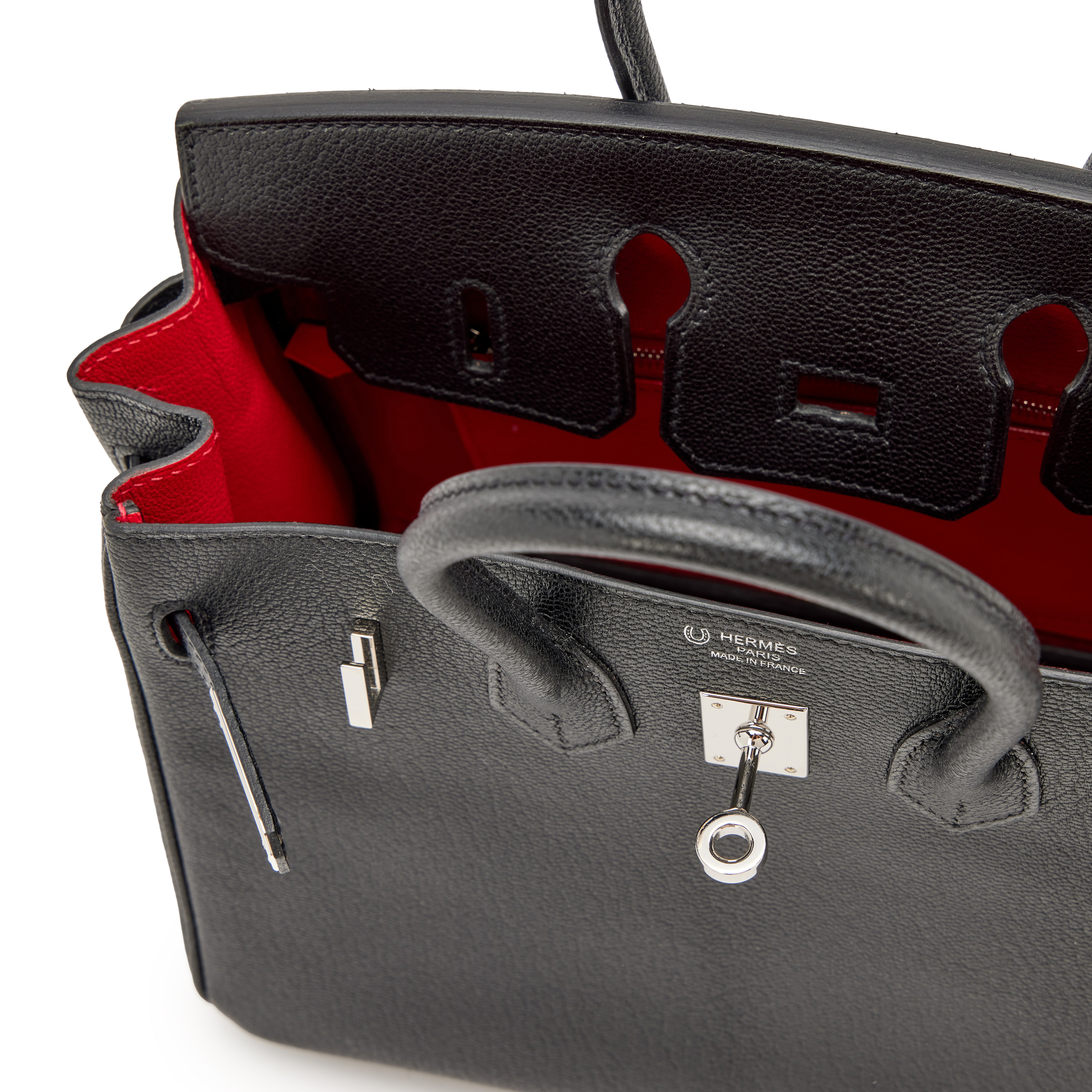 Hermès Black And Rouge Casaque Chèvre Mysore HSS Birkin 25