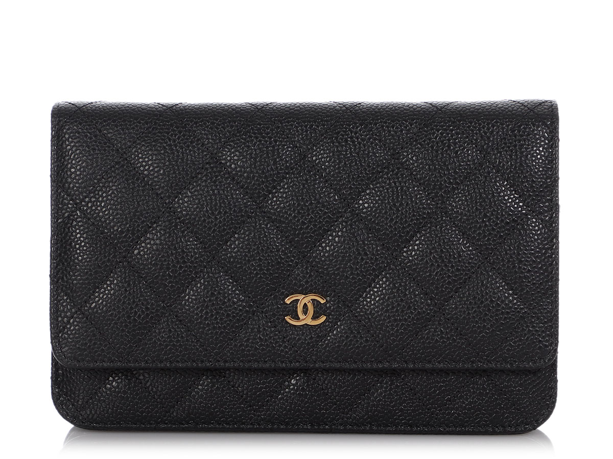 Chanel Black Quilted Caviar Wallet On Chain WOC Gold Hardware, 2014