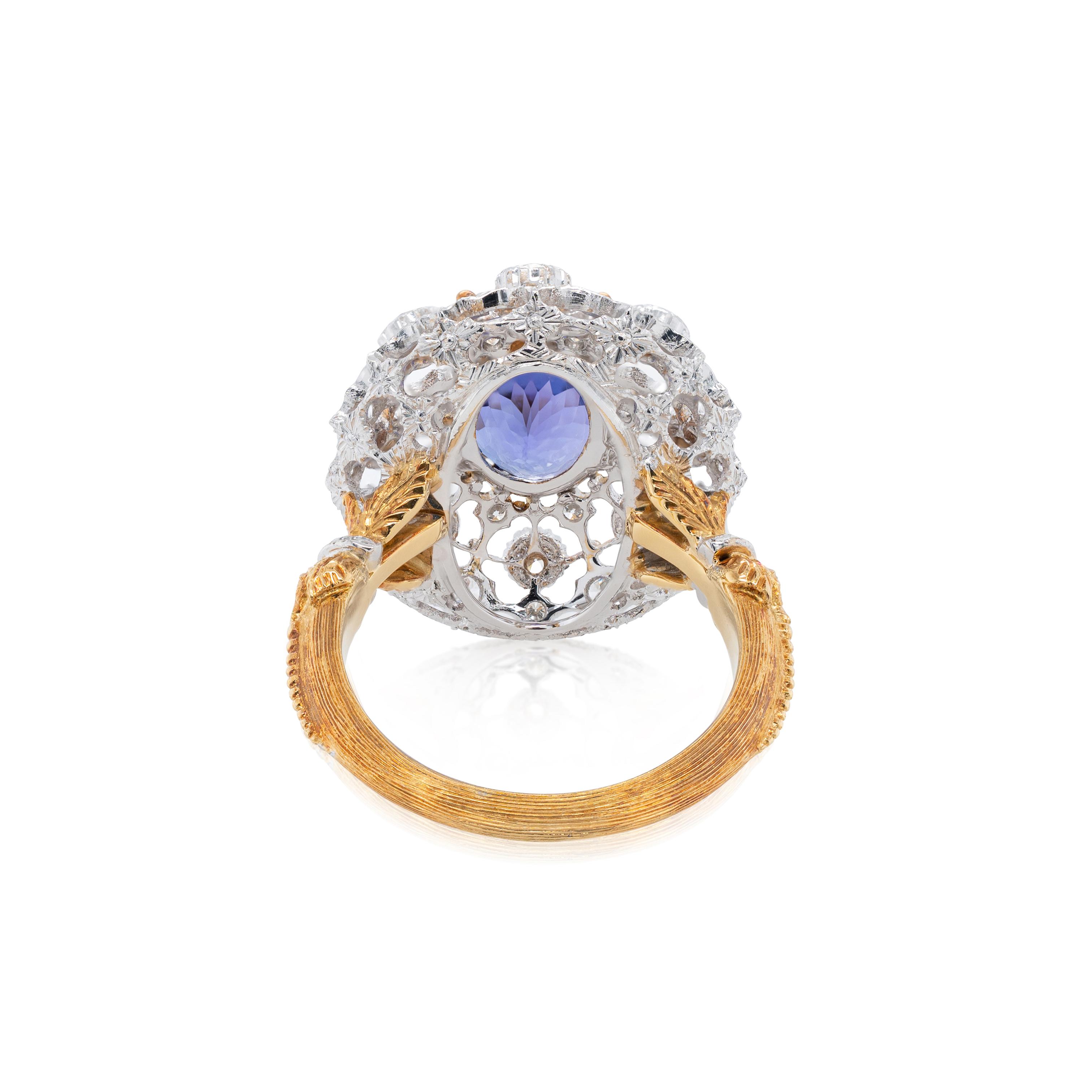 KS Sze & Sons White Gold, Gold, Tanzanite And Diamond Ring