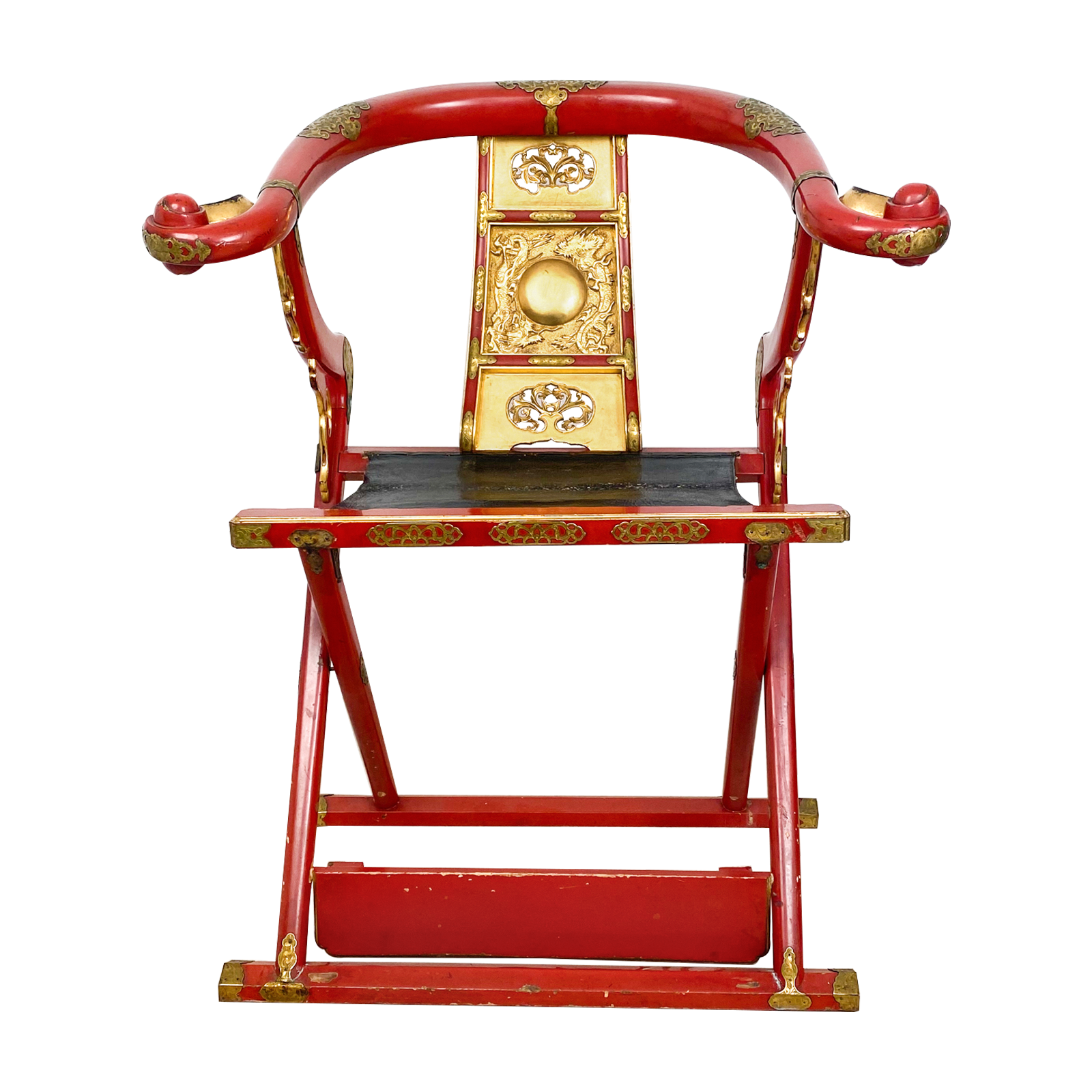 Antique Japanese Meiji Red Lacquer Chair Available For Immediate Sale