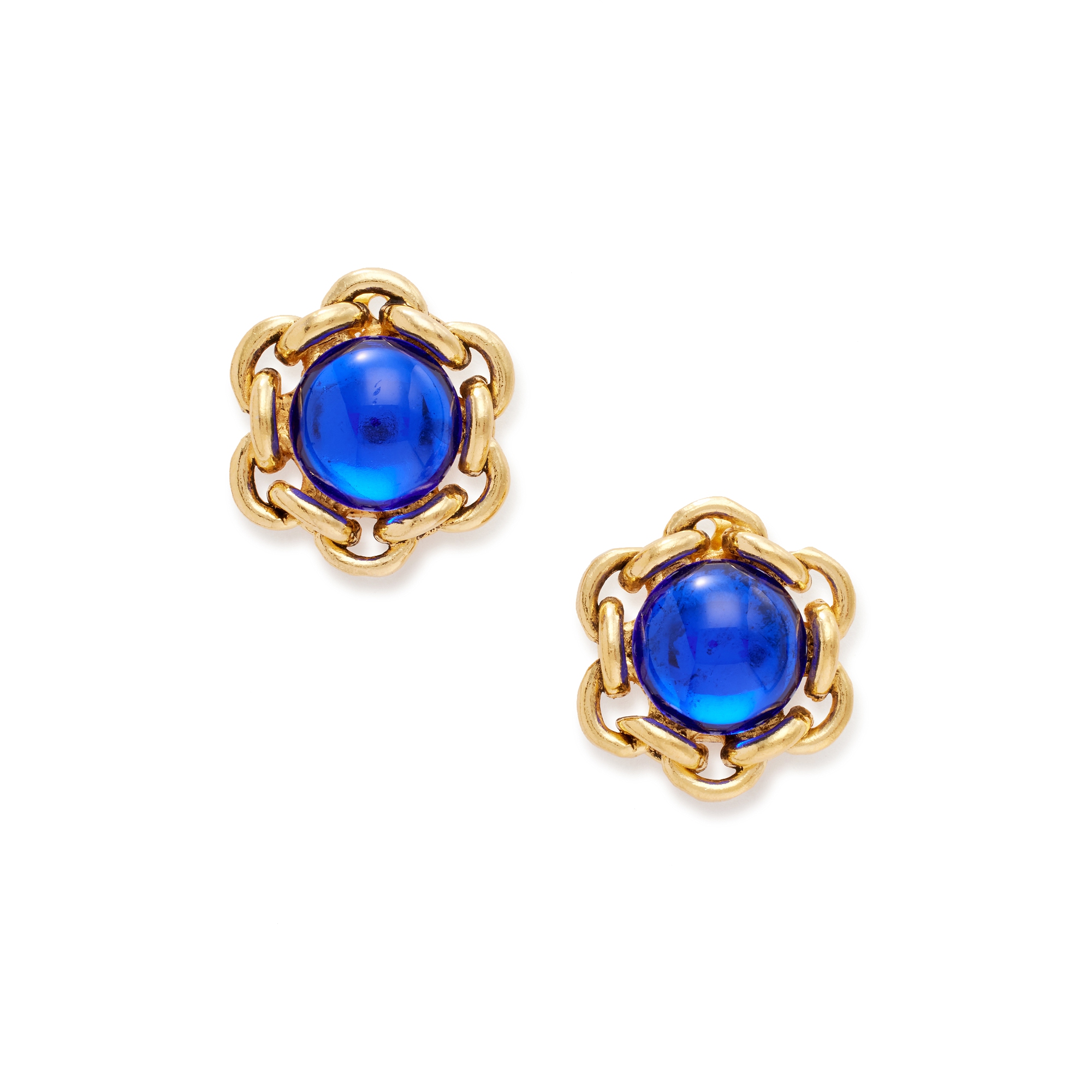 Chanel Vintage Gold Metal And Royal Blue Gripoix Chain Link  display picture 2