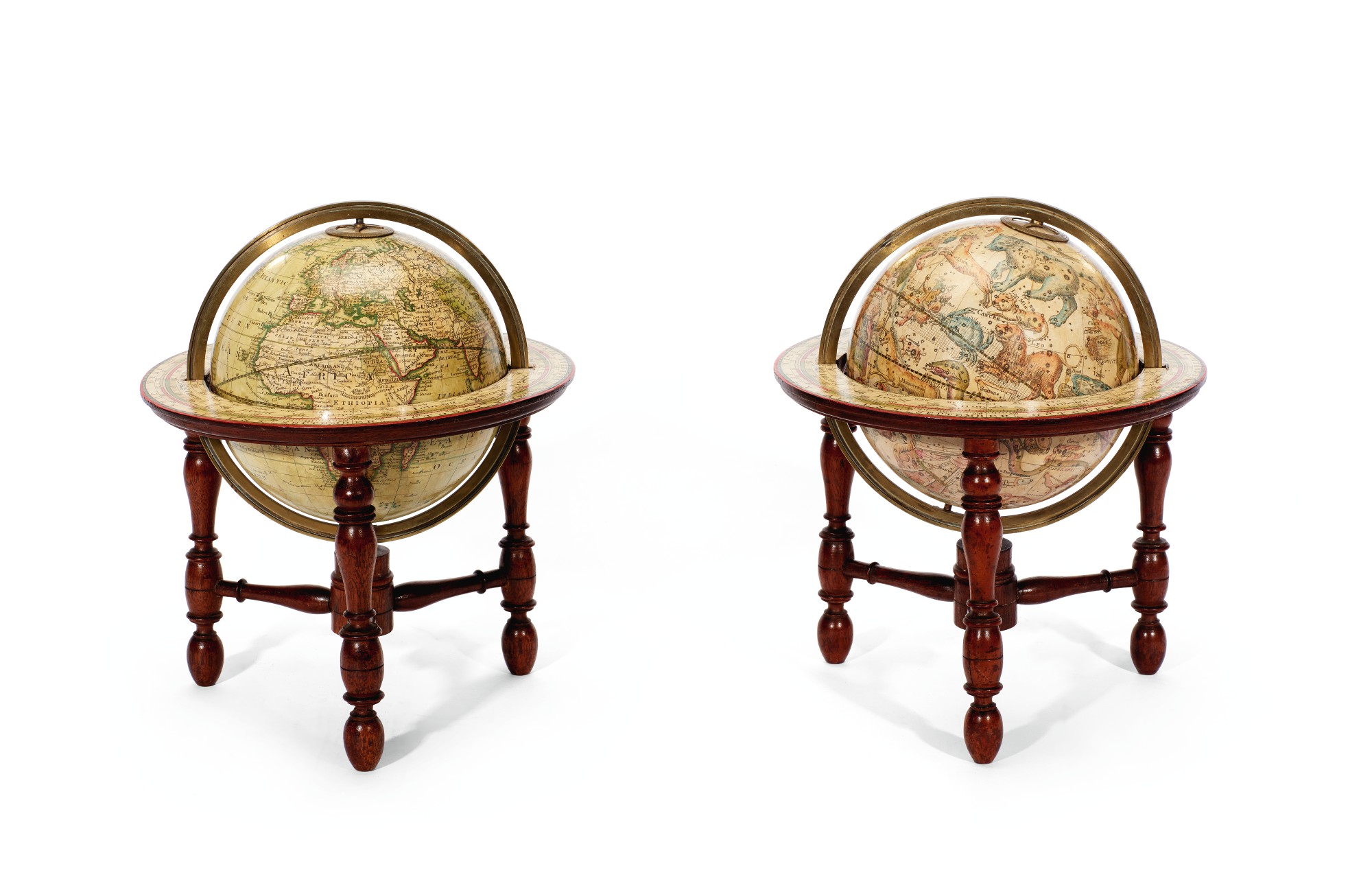 Newton. Terrestrial and celestial table globes. 1818. An exceptionally