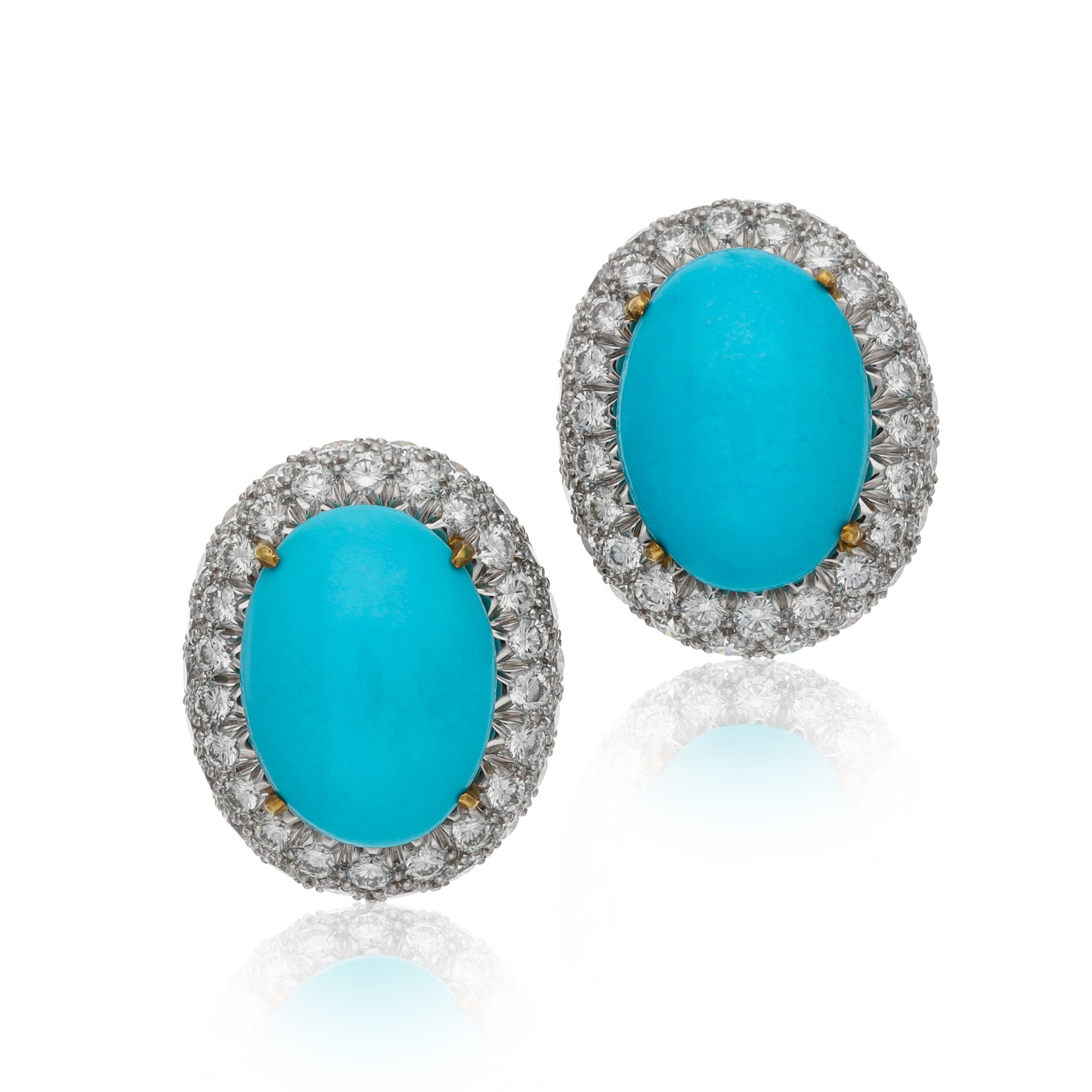 Turquoise and diamond ear clips Fine Jewels 2022 Sotheby's
