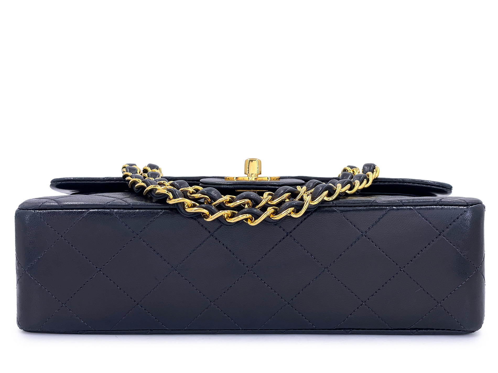Chanel Vintage Vintage Black Quilted Lambskin Small Classic Double