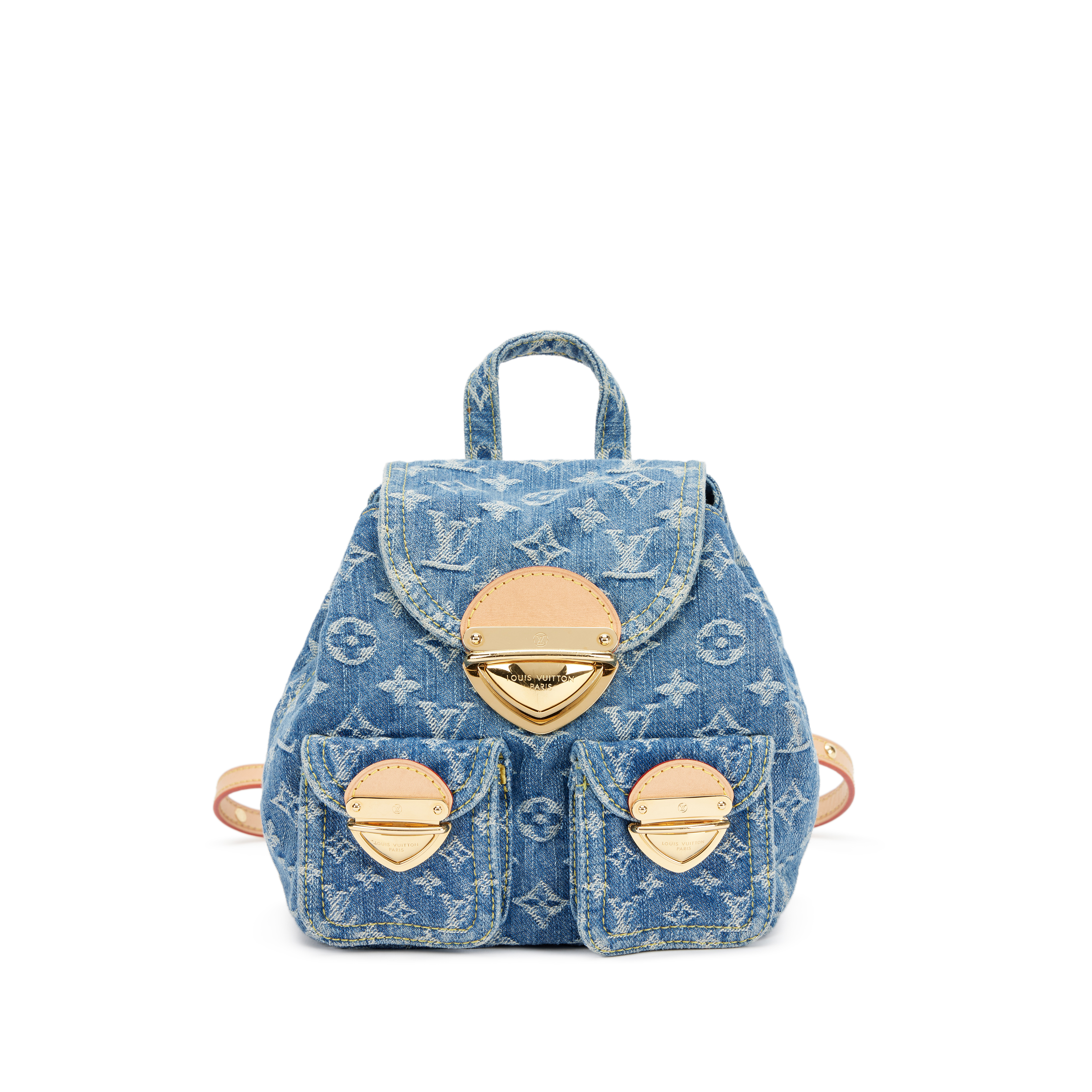 関税込 LV Venice backpack デニム背包 Louis Vuitton Blue Denim Monogram Venice Backpack Gold