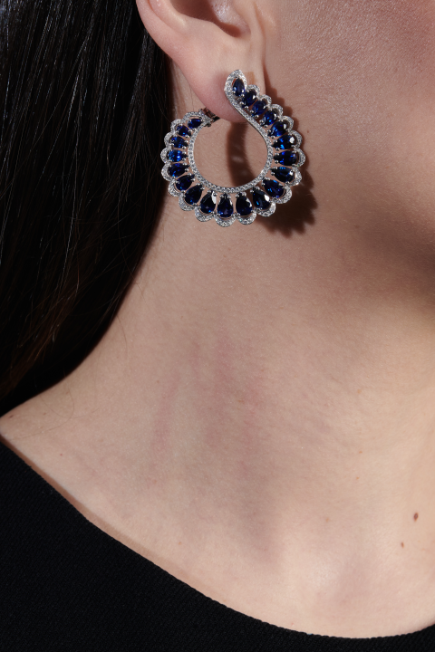 Chopard Pair Of Sapphire And Diamond Earrings, Precious Lace
