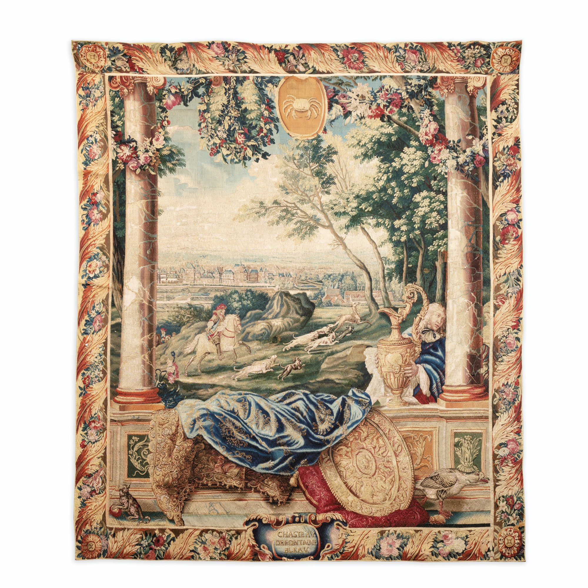 A GOBELINS ROYAL MANUFACTURE TAPESTRY FROM THE SERIES "MAISONS ROYALES