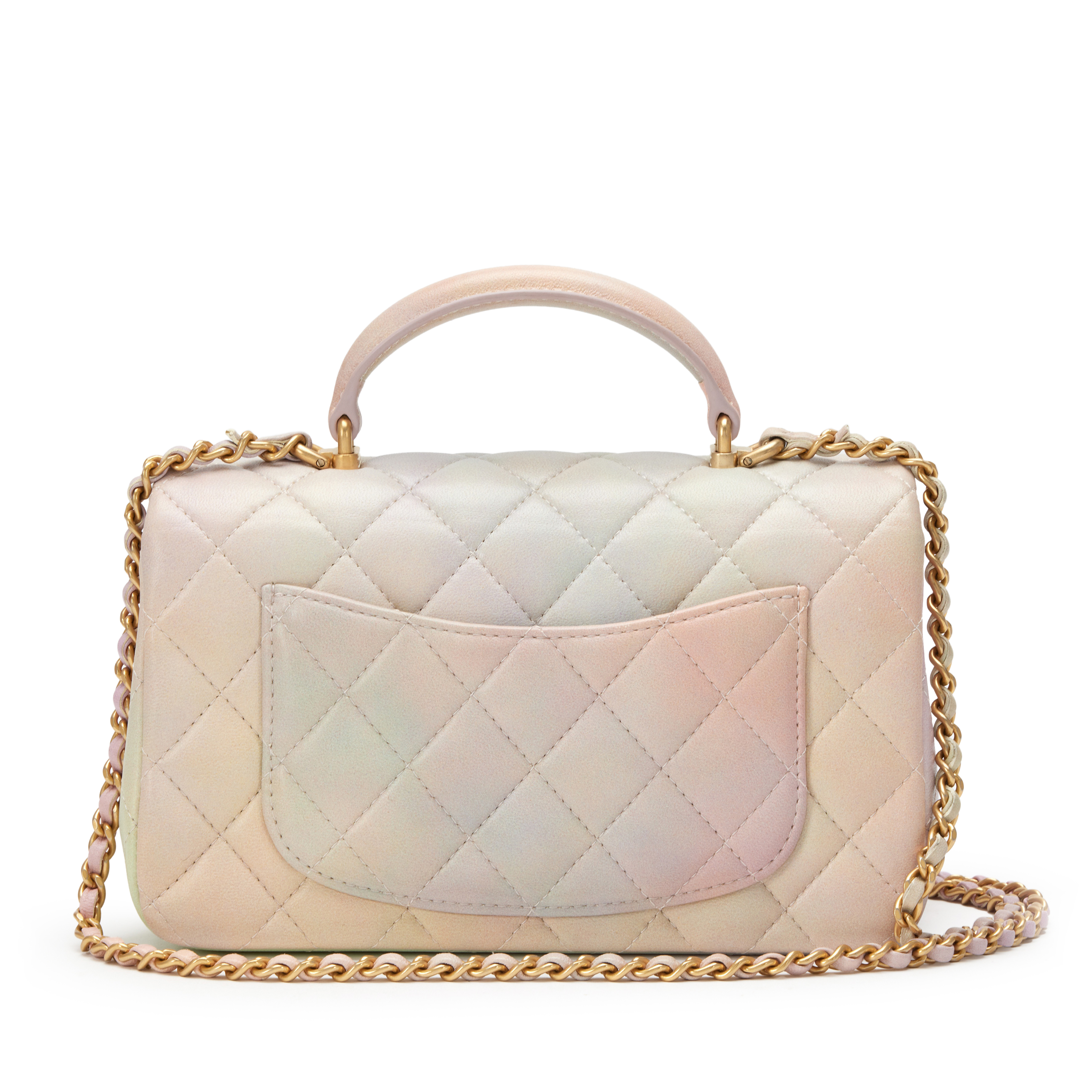 Chanel Pink Ombre Quilted Lambskin Mini Flap Bag With Top
