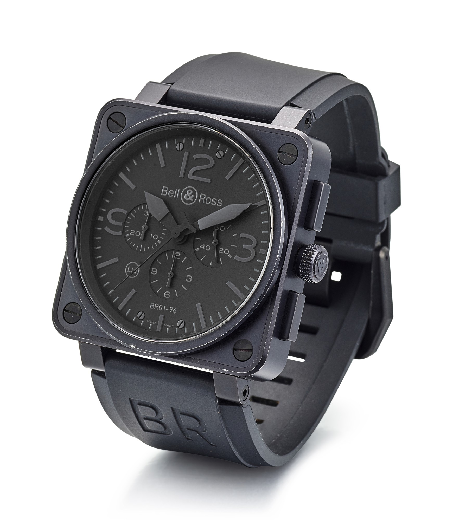 BELL & ROSS BR 01, REFERENCE BR0194S, A LIMITED EDITION BLACKENED STAINLESS STEEL