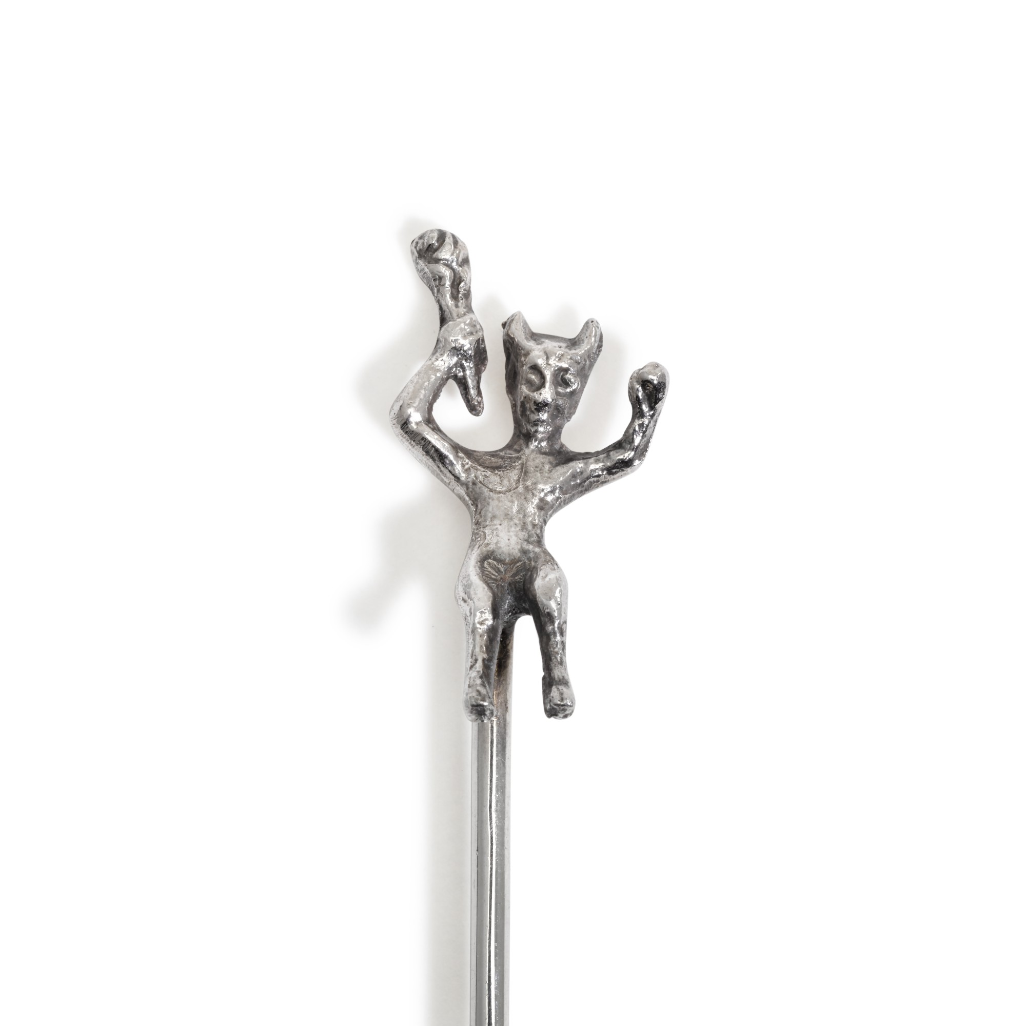 A cased set of six novelty silver cocktail sticks, Levi & Salaman