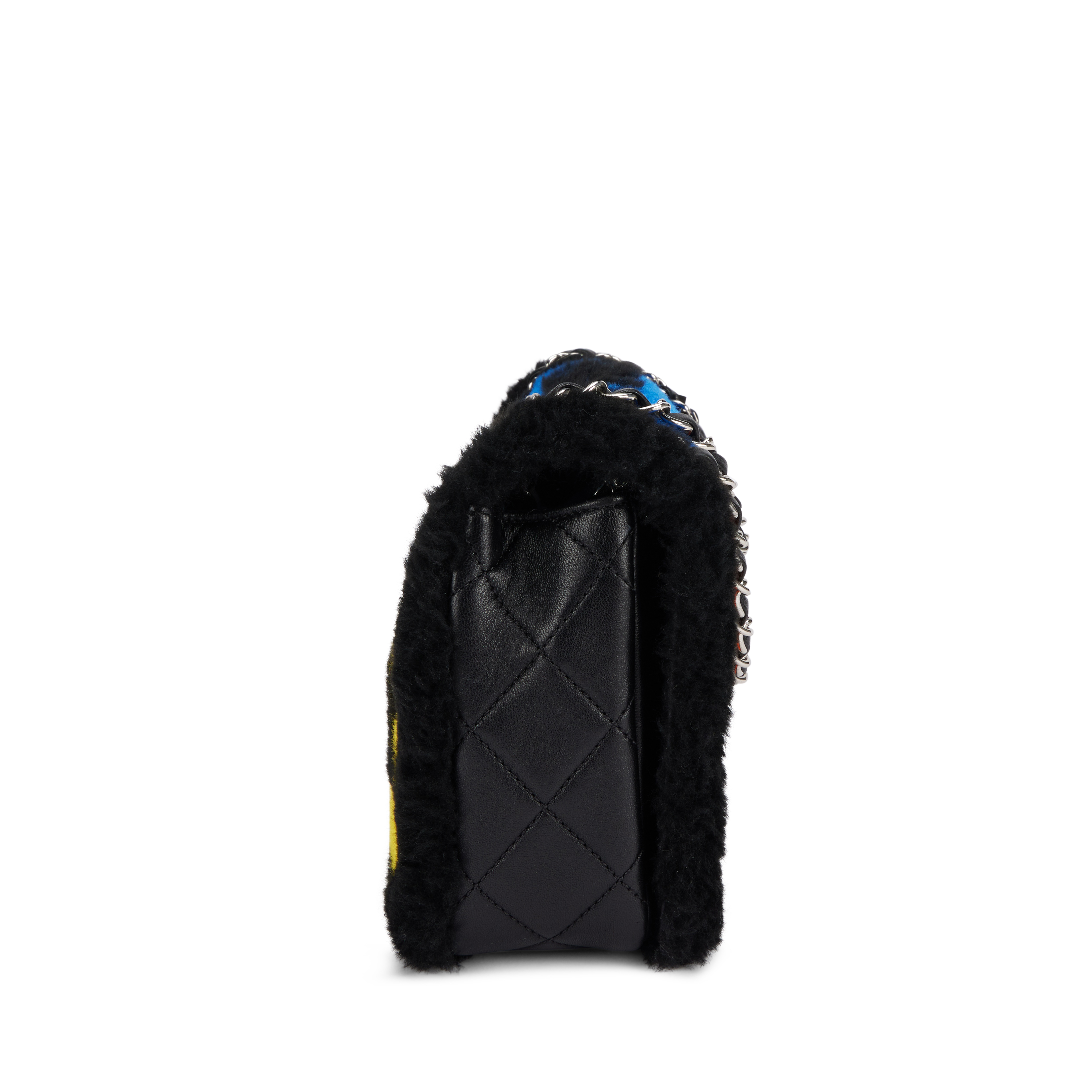 Chanel Black Lambskin And Patchwork Shearling No. 5 Pop Art