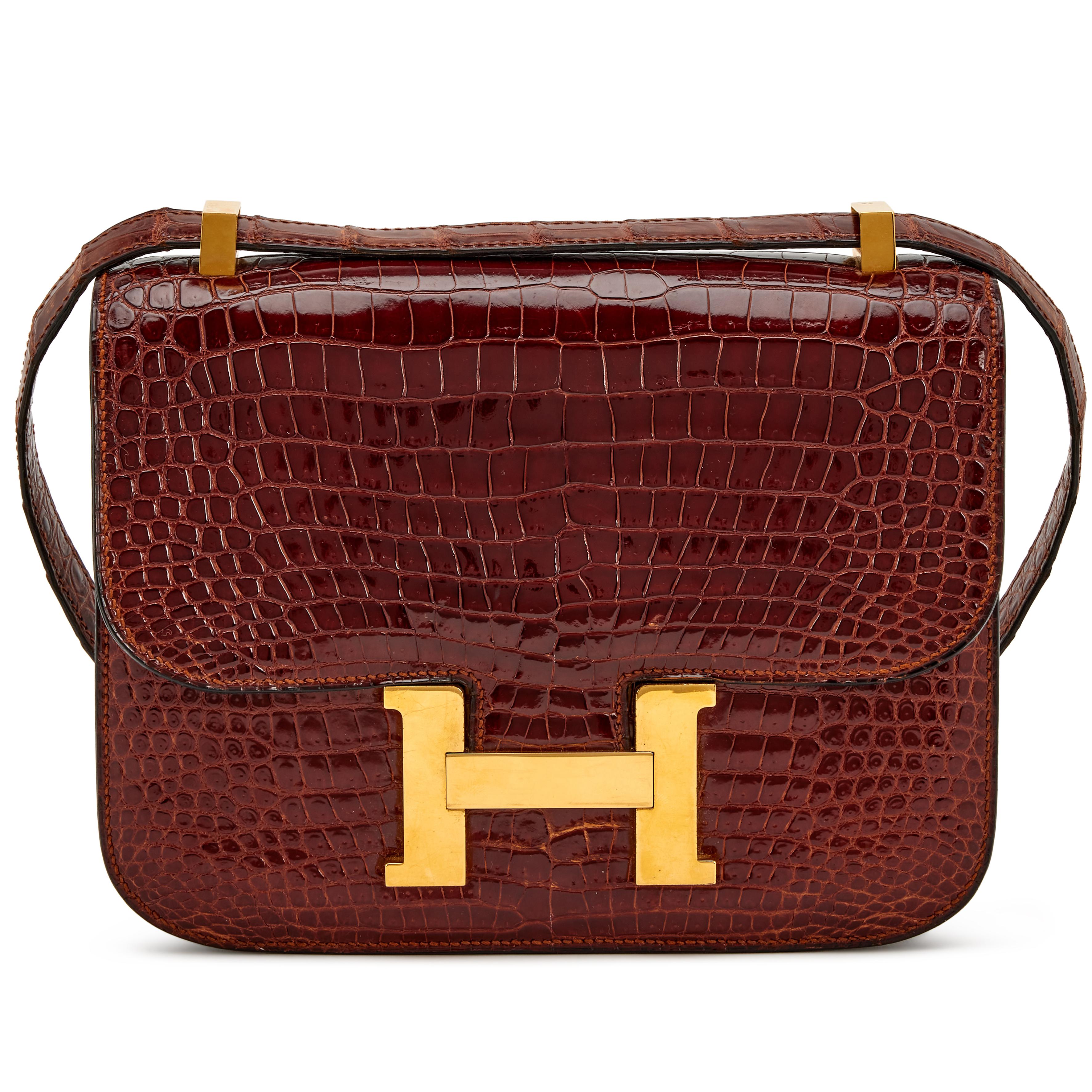 Hermès Vintage Vintage Miel Shiny Niloticus Crocodile Constance 24