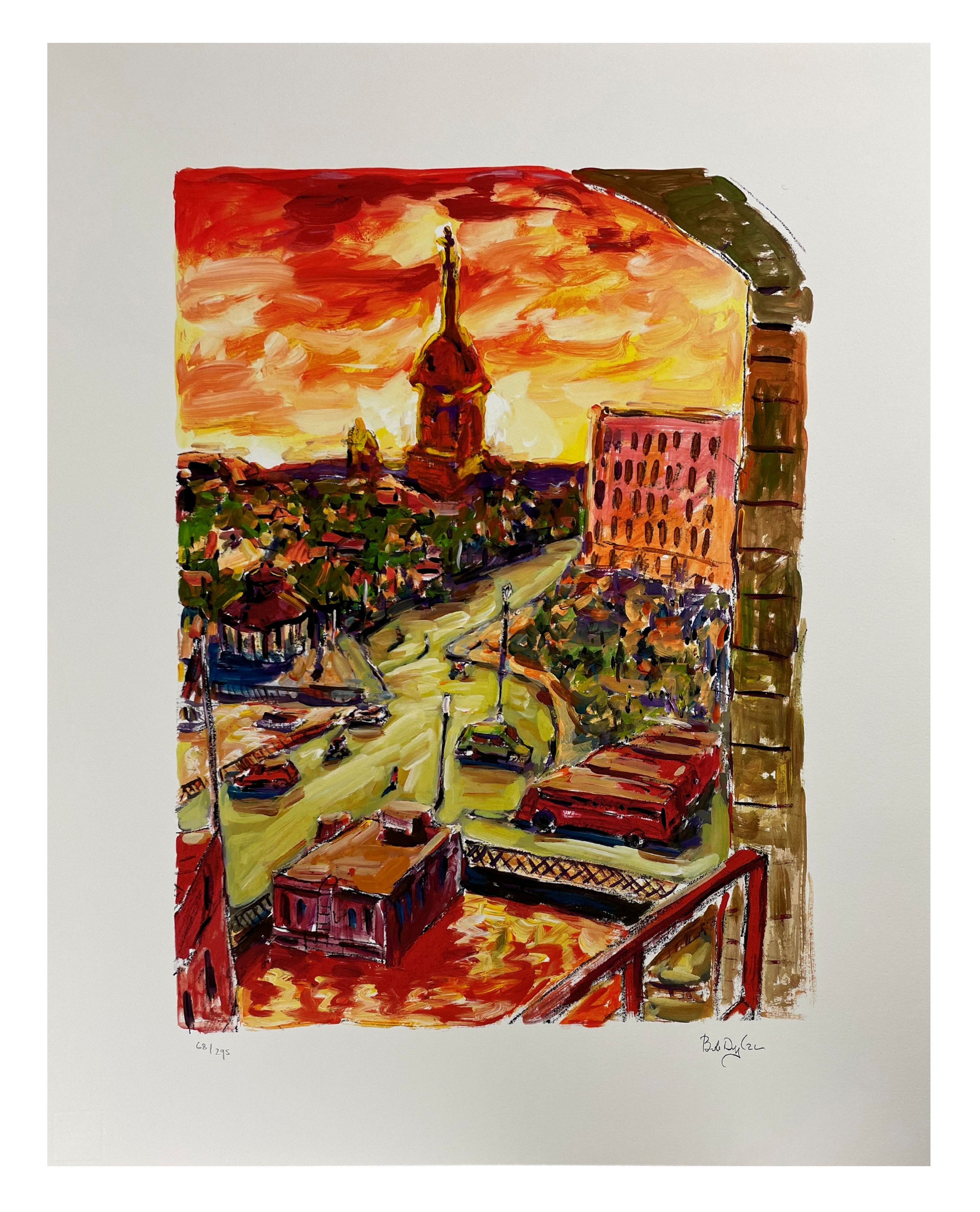 Bob Dylan Drawn Blank Series Bell Tower In Stockholm Signed
