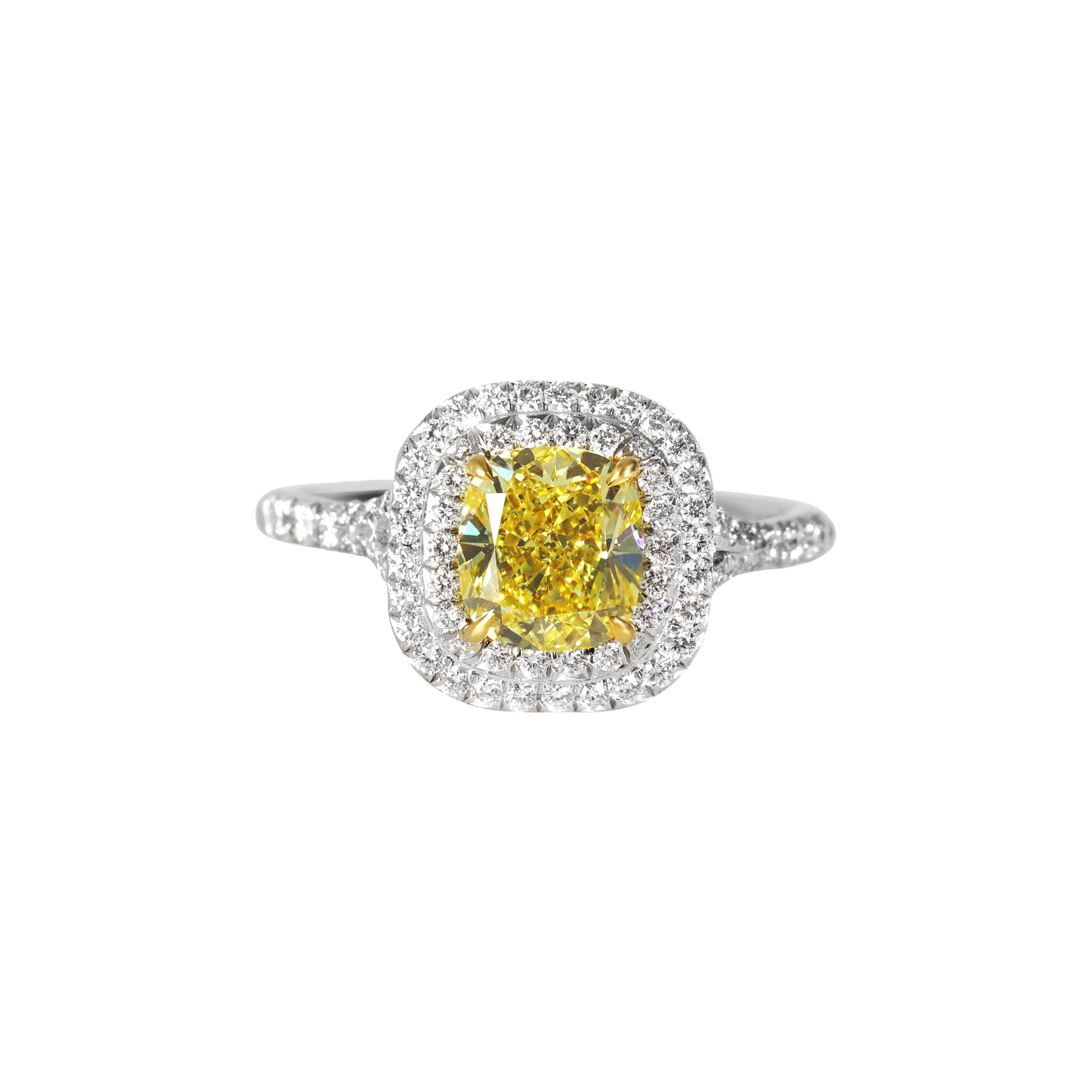Tiffany & Co. Platinum, 1.52ct Fancy Vivid Yellow Diamond And 